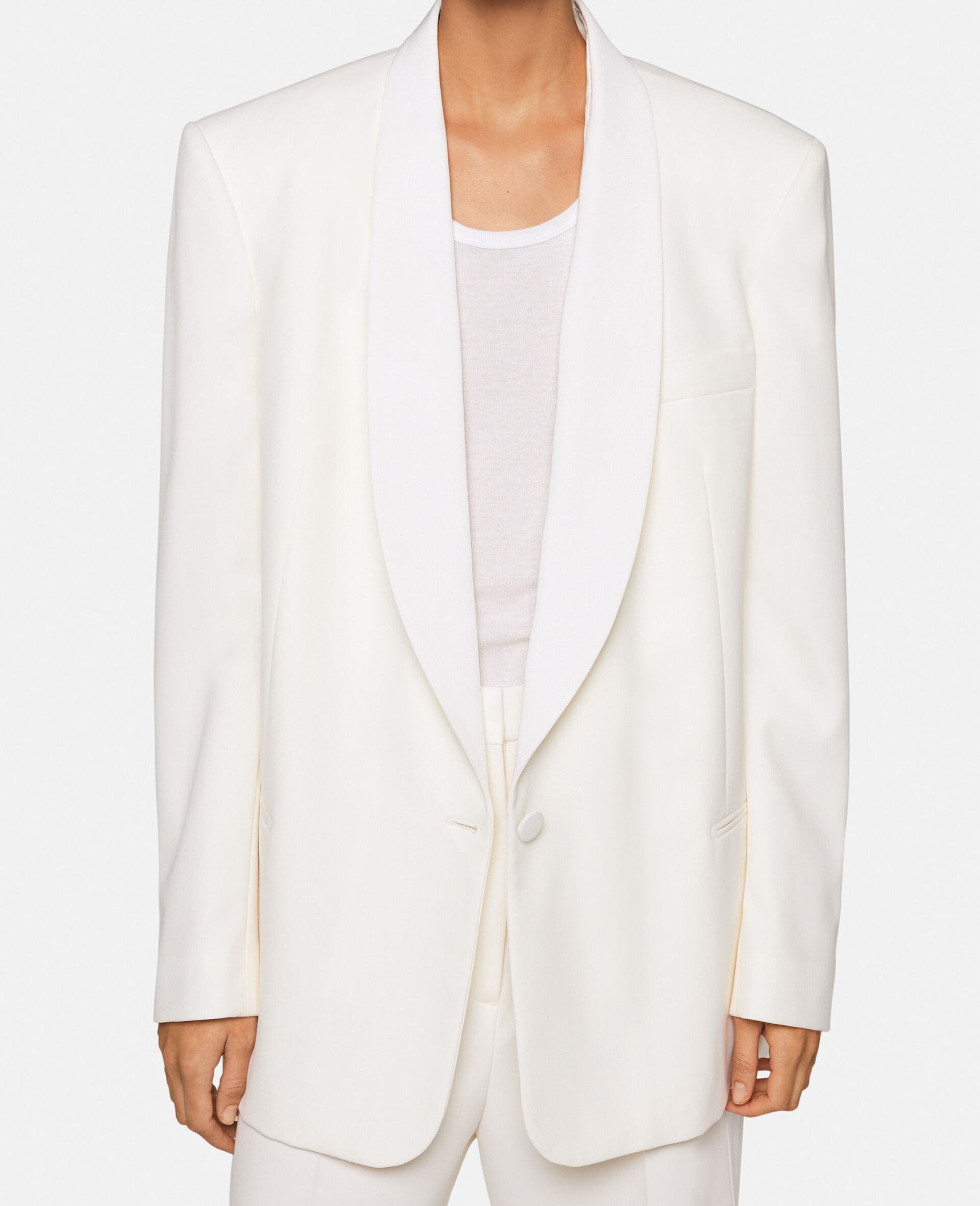 Wool Blazer with Shawl Lapels-Black-large image number 4