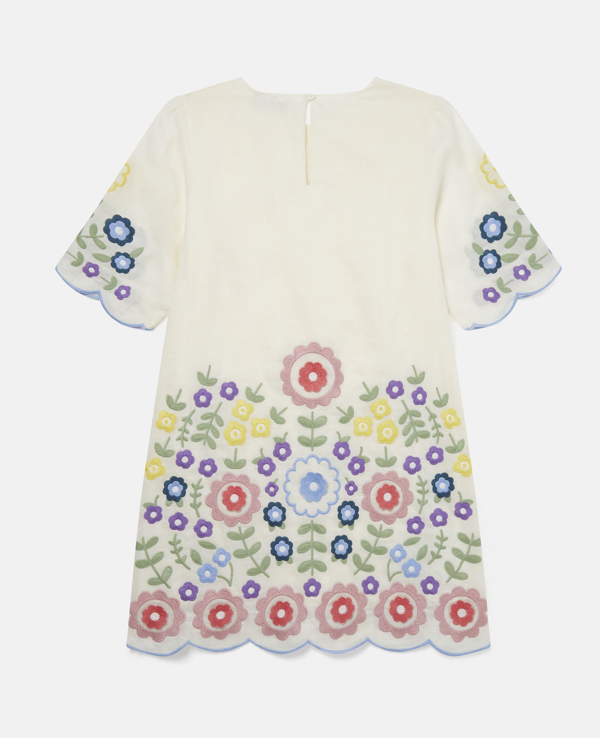 Flower Embroidered Dress-White-large image number 2