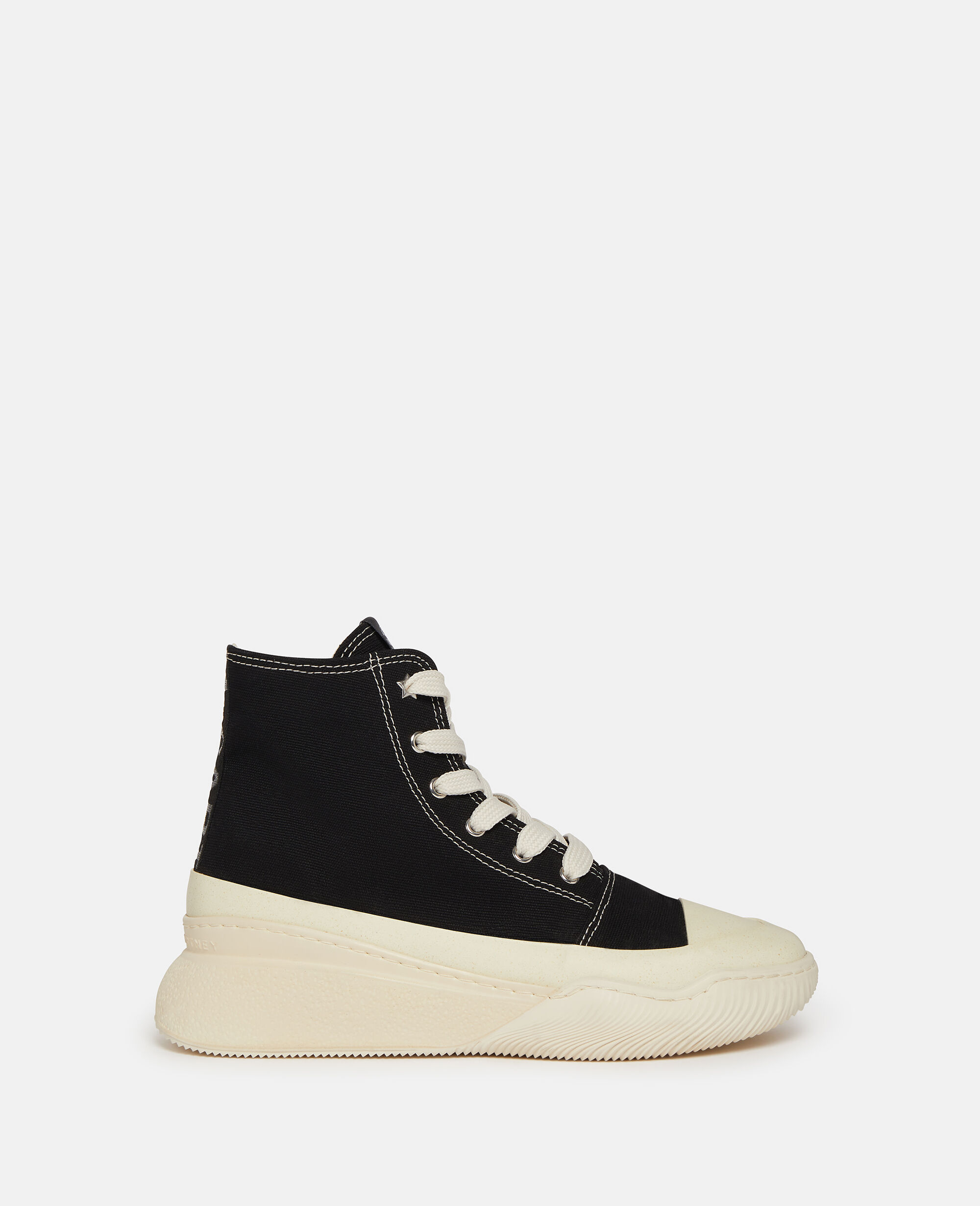 Women Black Cream Loop Canvas High Top Trainers Stella McCartney HK
