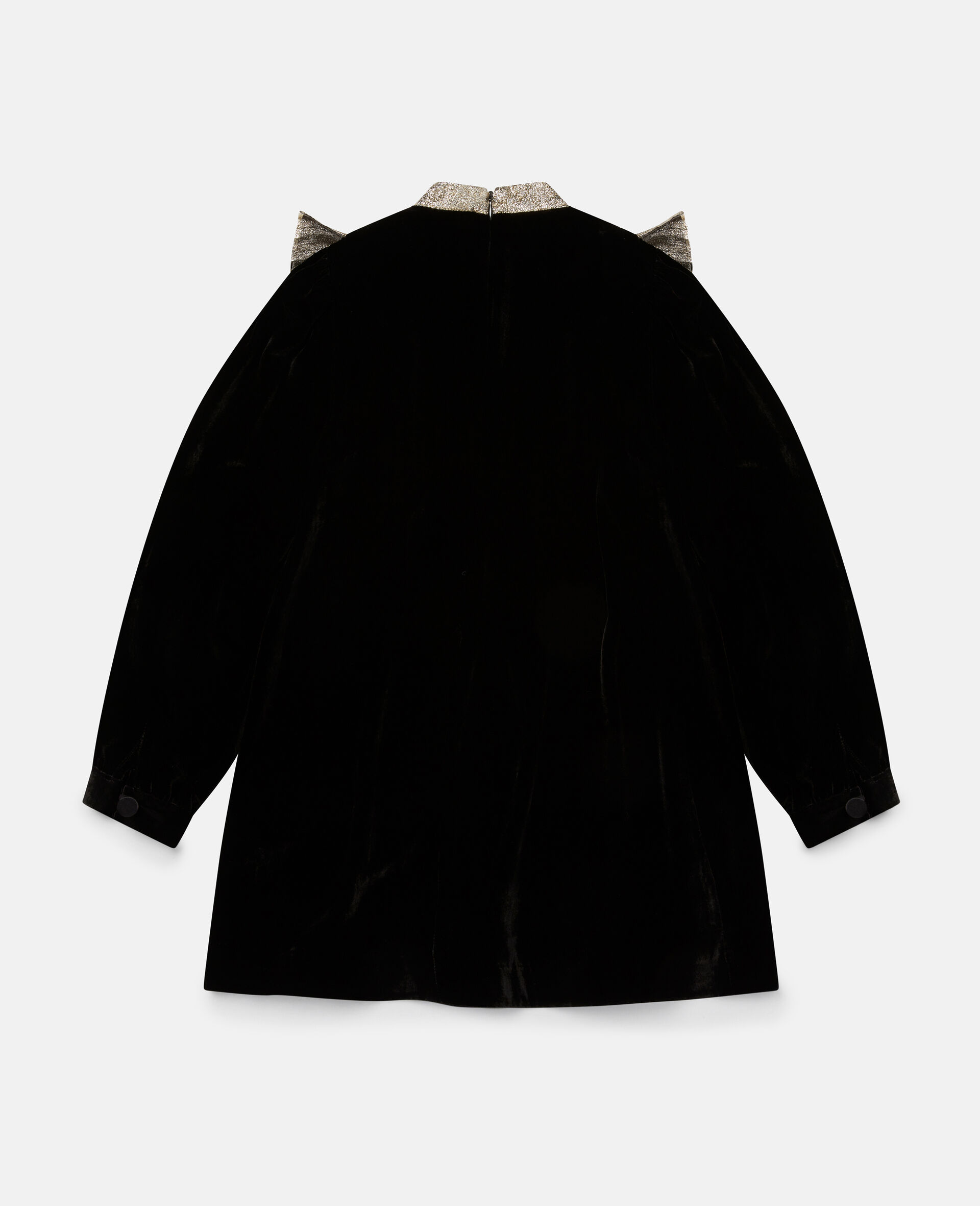 Velvet Pleated Bib Dress-Black-large image number 2