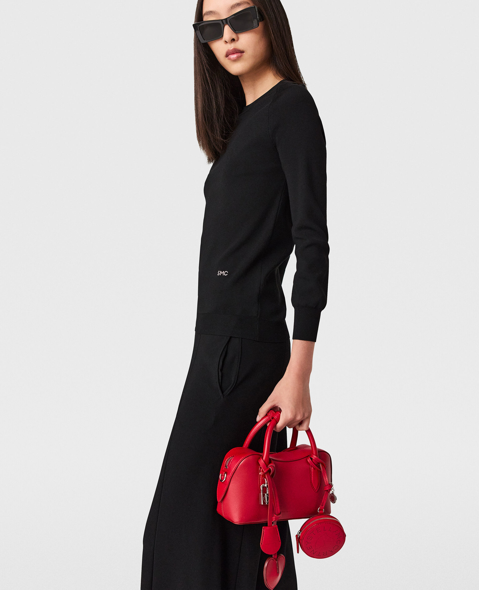 Langärmeliges Top aus kompaktem Strick-Schwarz-large image number 2