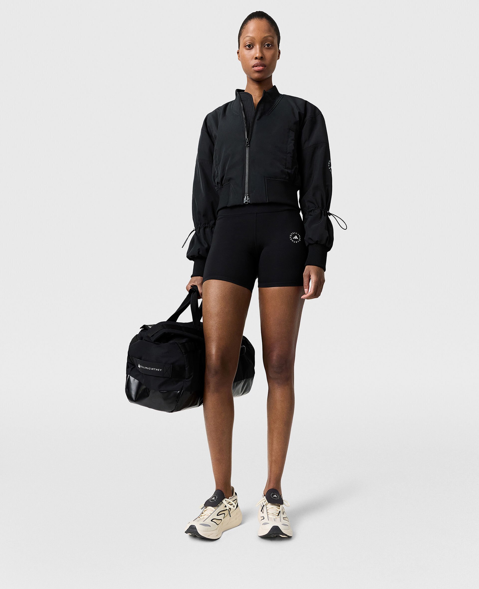 Sportswear Woven Cropped Bomber Jacket-Black-large Sportswear Woven Cropped Bomber Jacket-Black-large image number 6