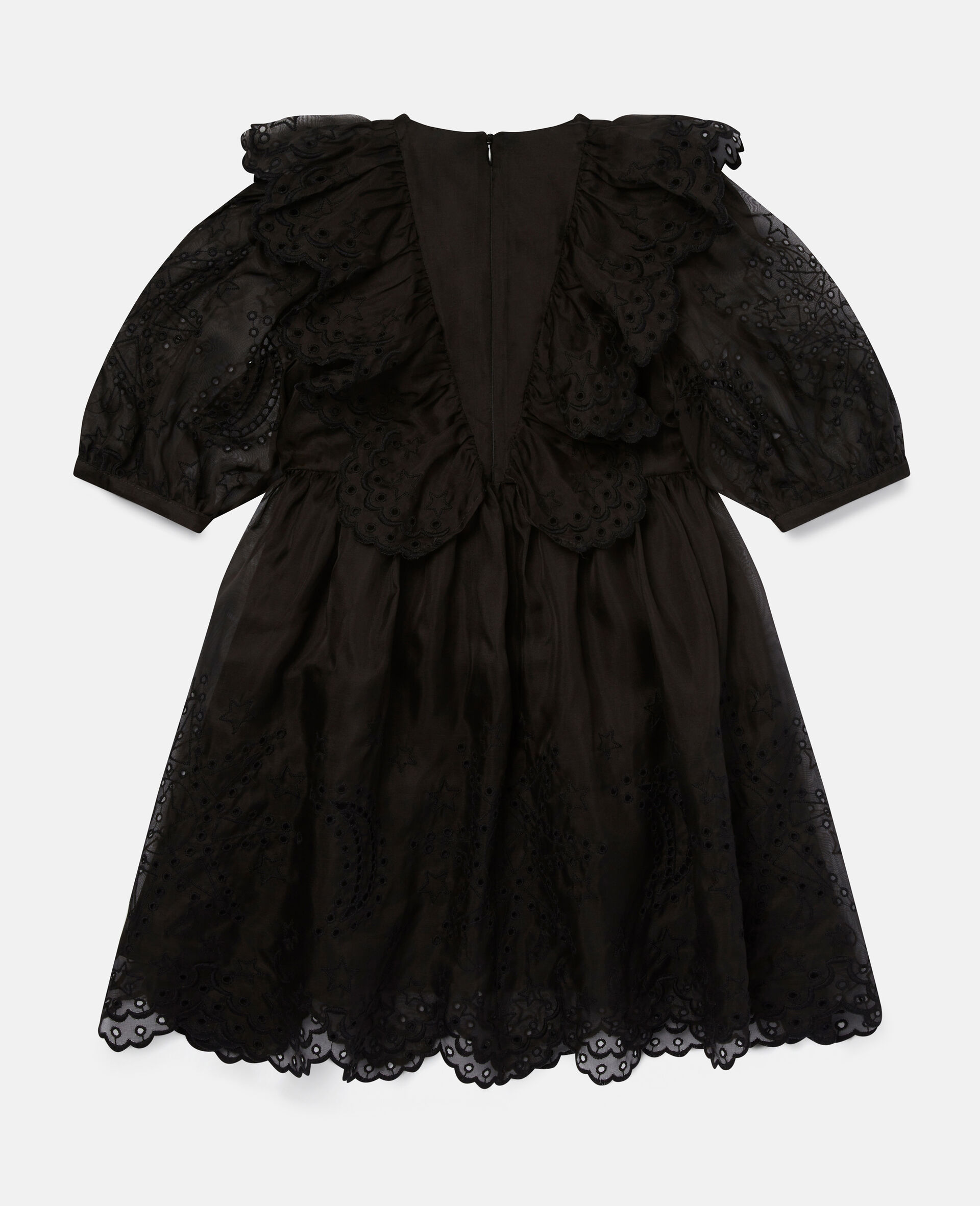Broderie Anglaise Puff Sleeve Dress-Black-large image number 2
