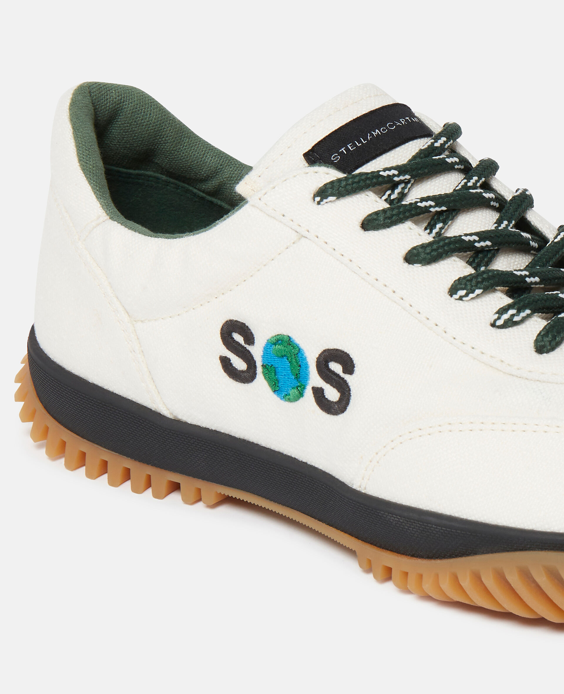SOS Embroidered S-Wave Sport Trainers-Beige-large image number 4