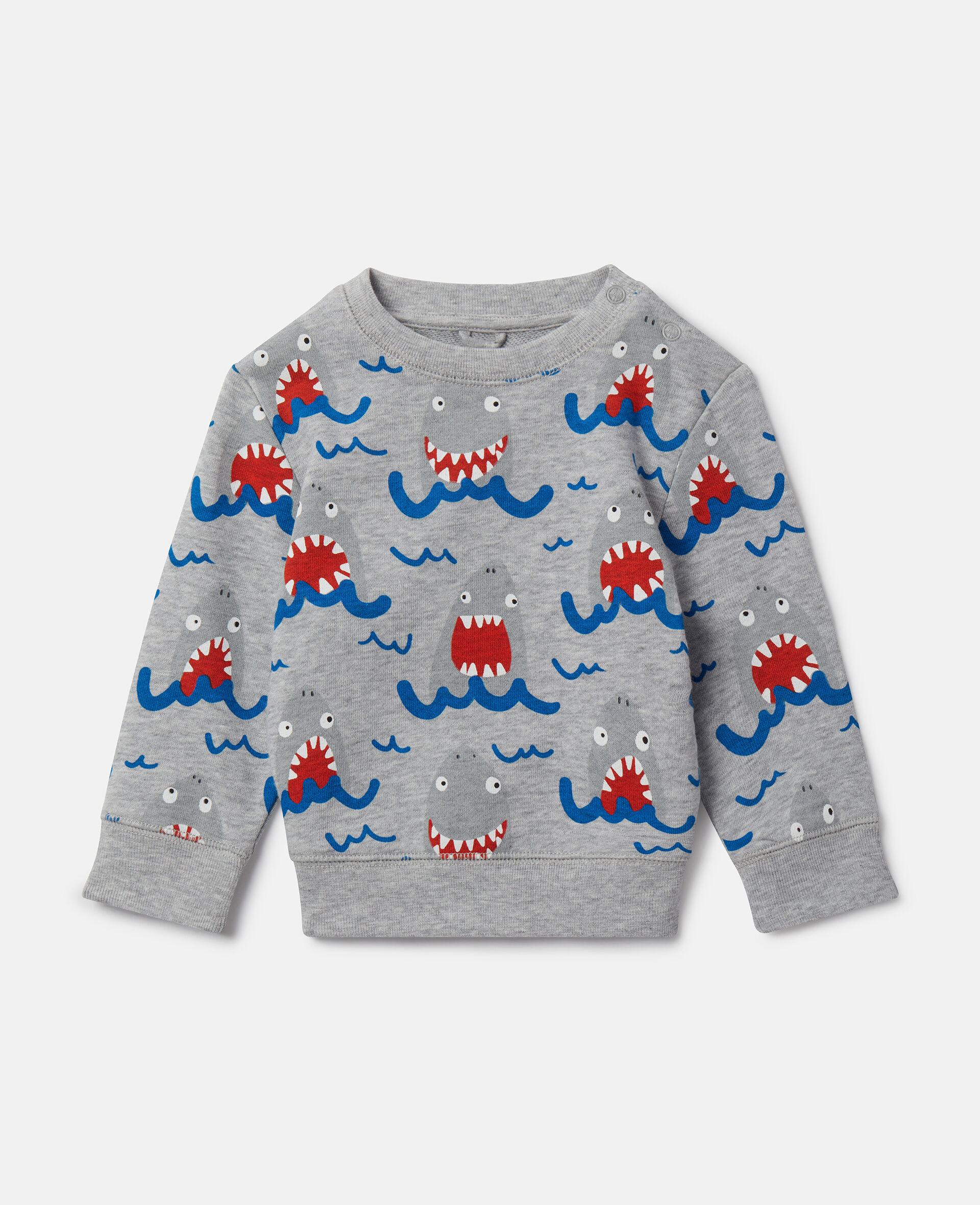 Shark Print Sweatshirt-Grey-large image number 0