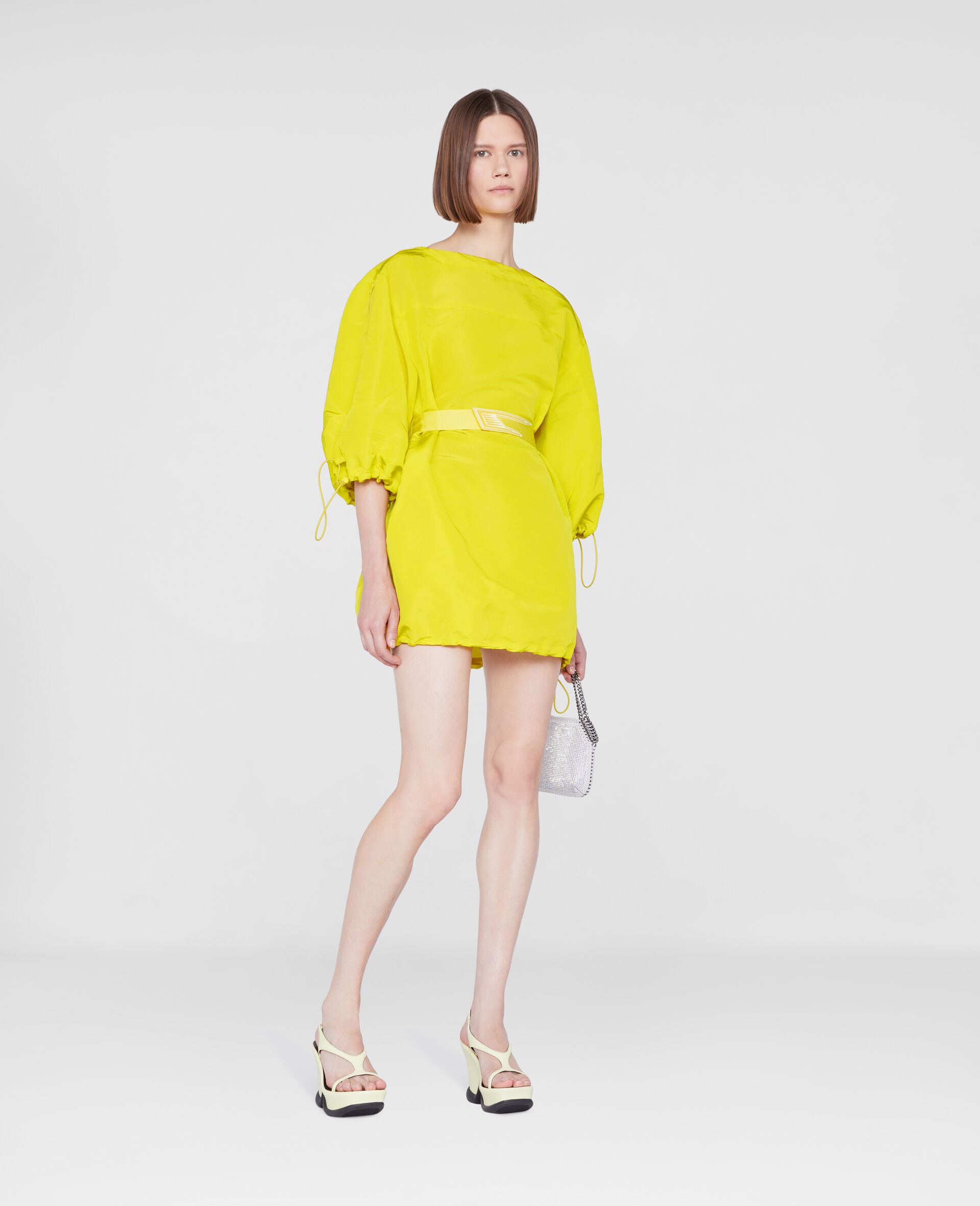 Belted Mini Dress-Yellow-large image number 1