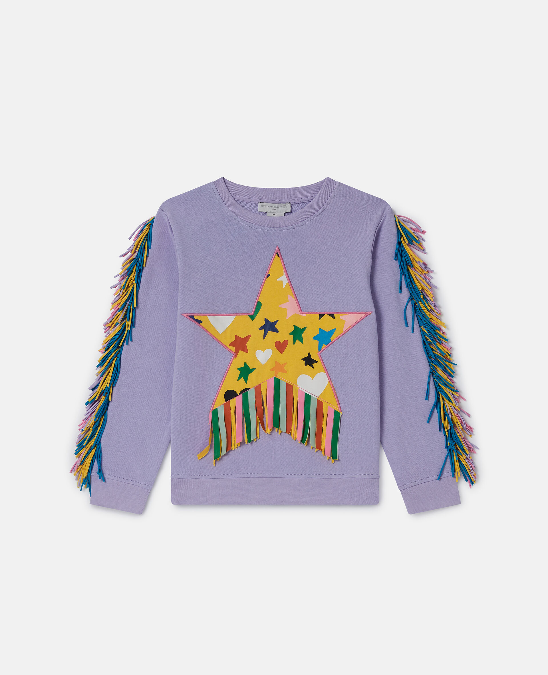 Sweat shirt graphique a franges avec etoile-Purple-large image number 0