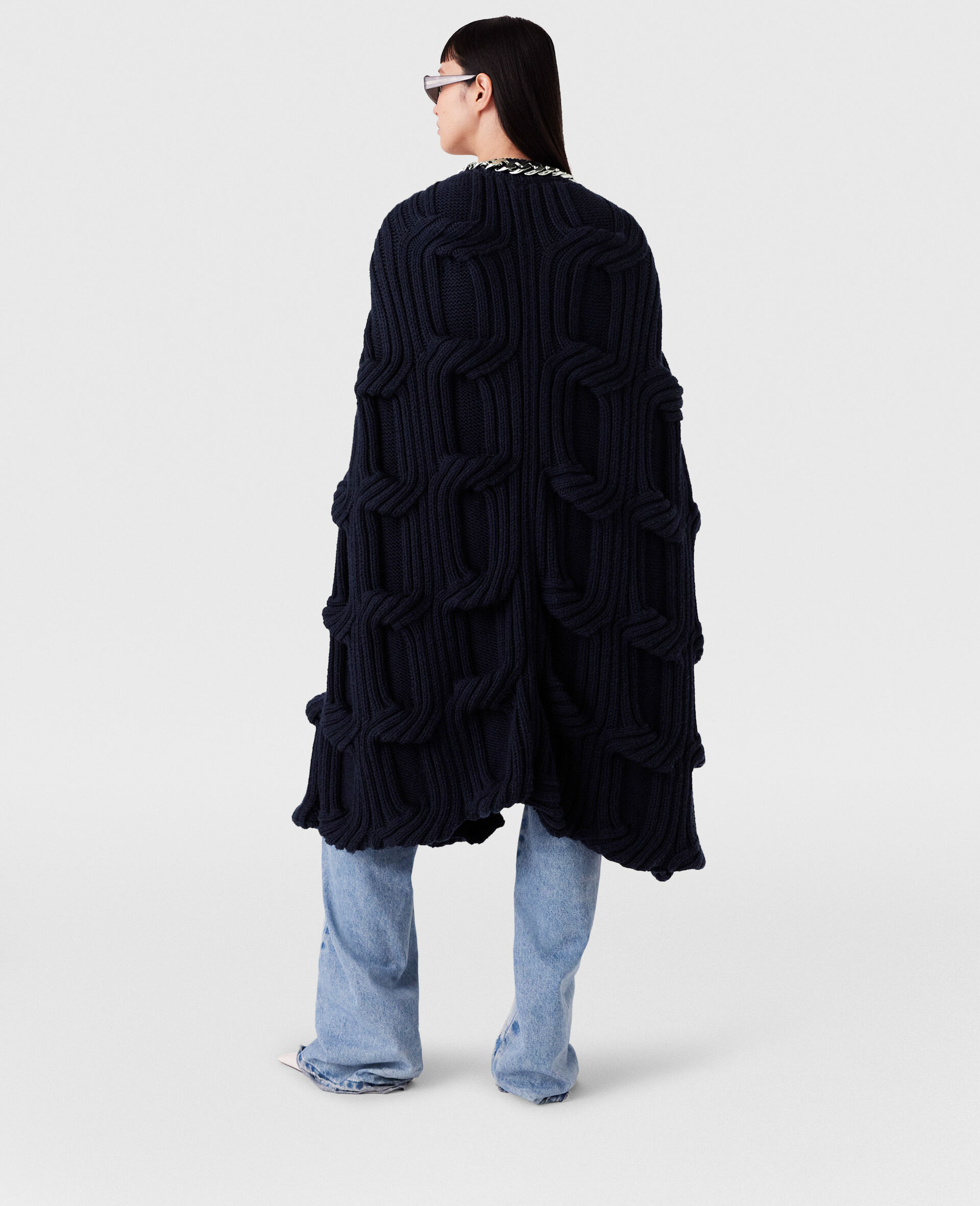 Falabella Chain Cable-Knit Cape-Blue-large Falabella Chain Cable-Knit Cape-Blue-large image number 4