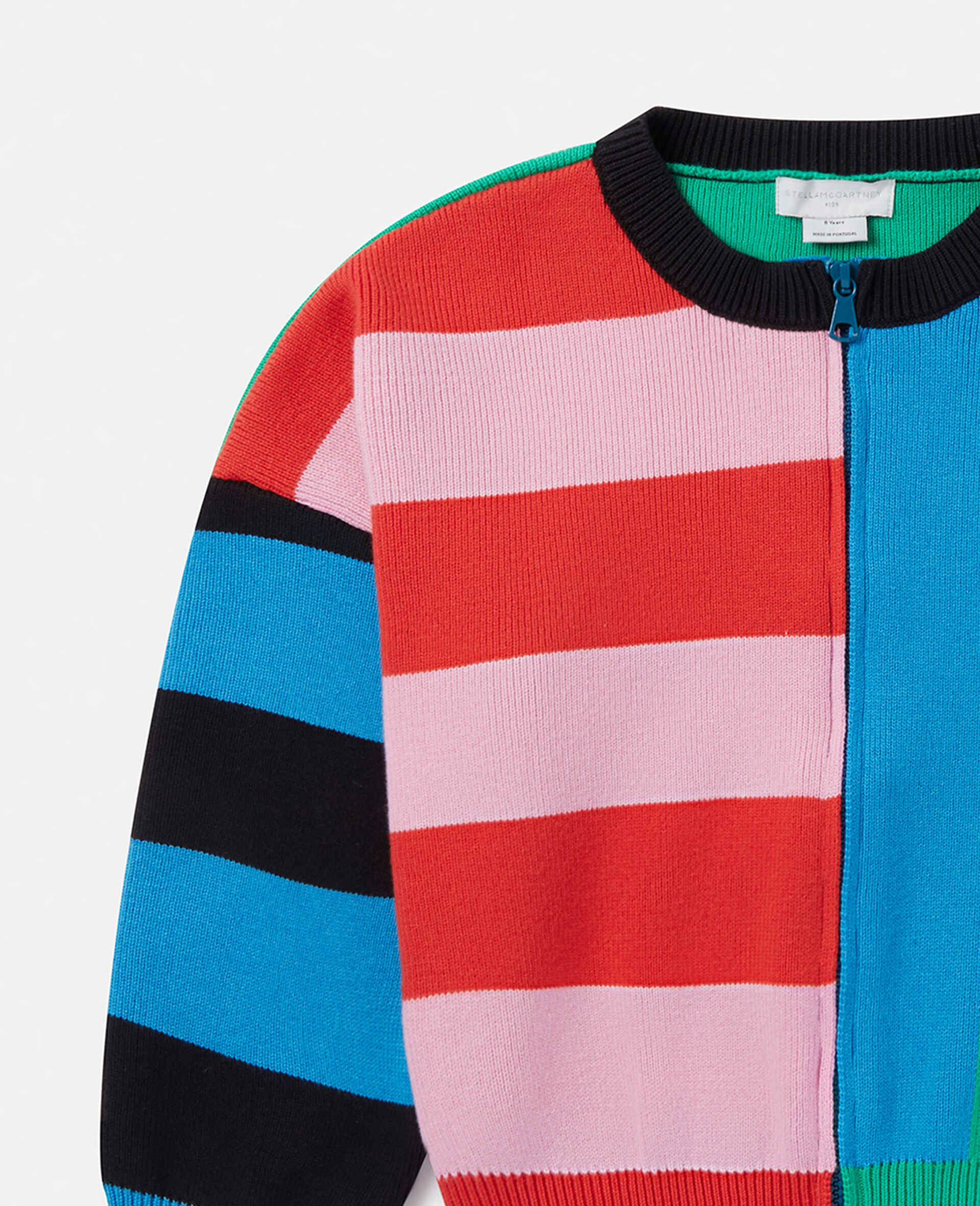 Variegated Stripe Zip Cardigan-Multicolour-large Variegated Stripe Zip Cardigan-Multicolour-large image number 1