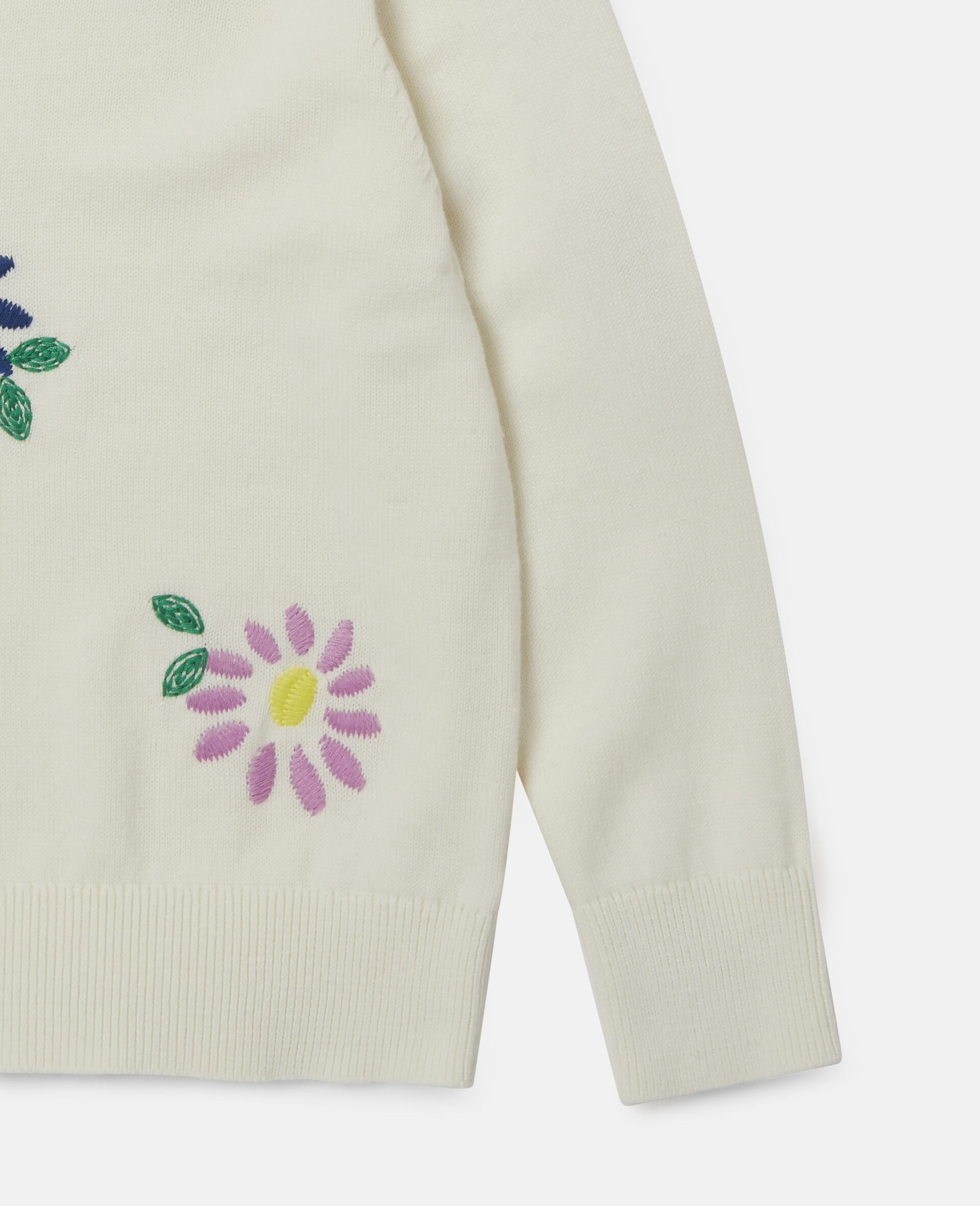 Embroidered Flowers Oversized Jumper-White-large image number 2