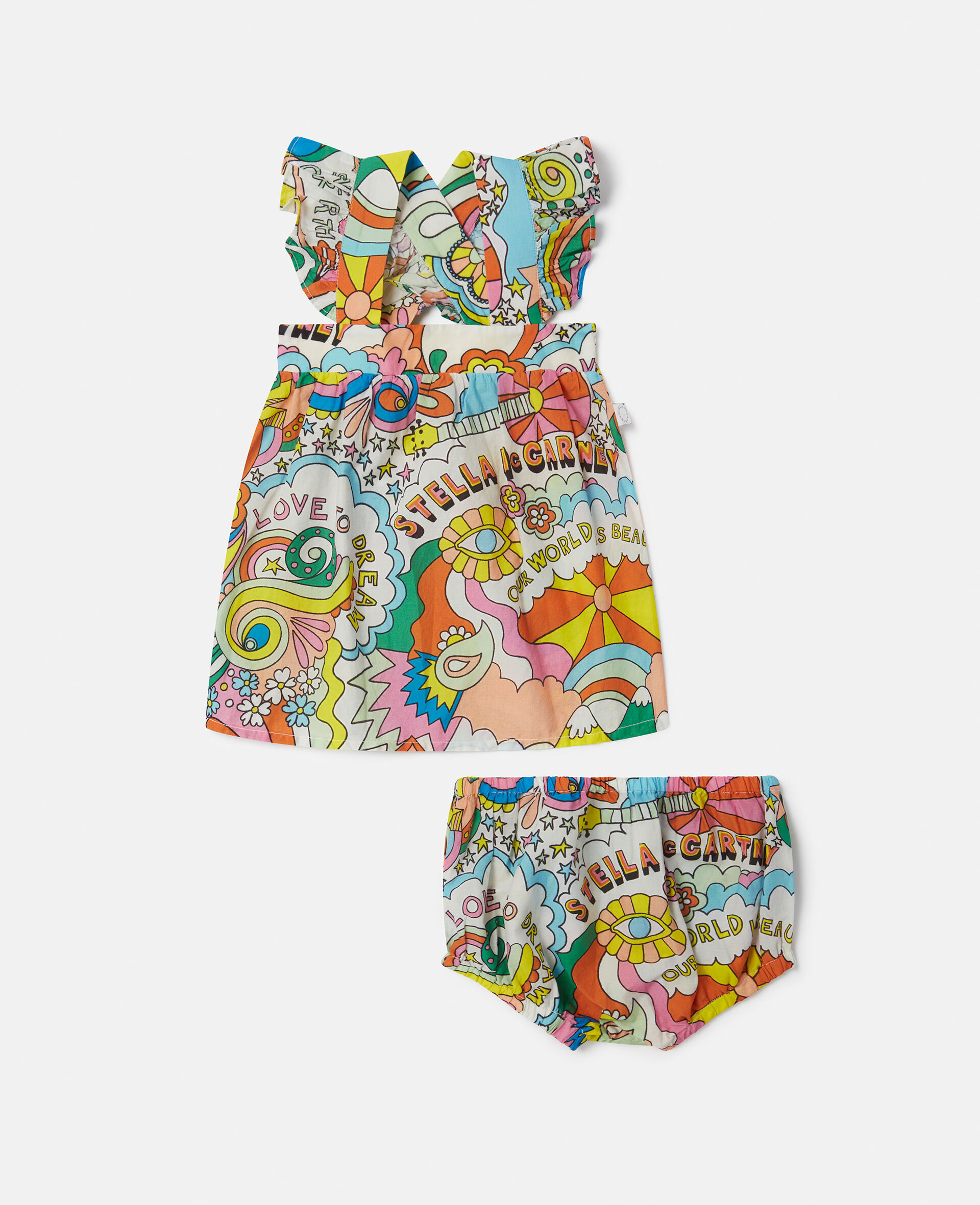 'Love to Dream' Print Dress and Bloomers Set-White-large image number 0