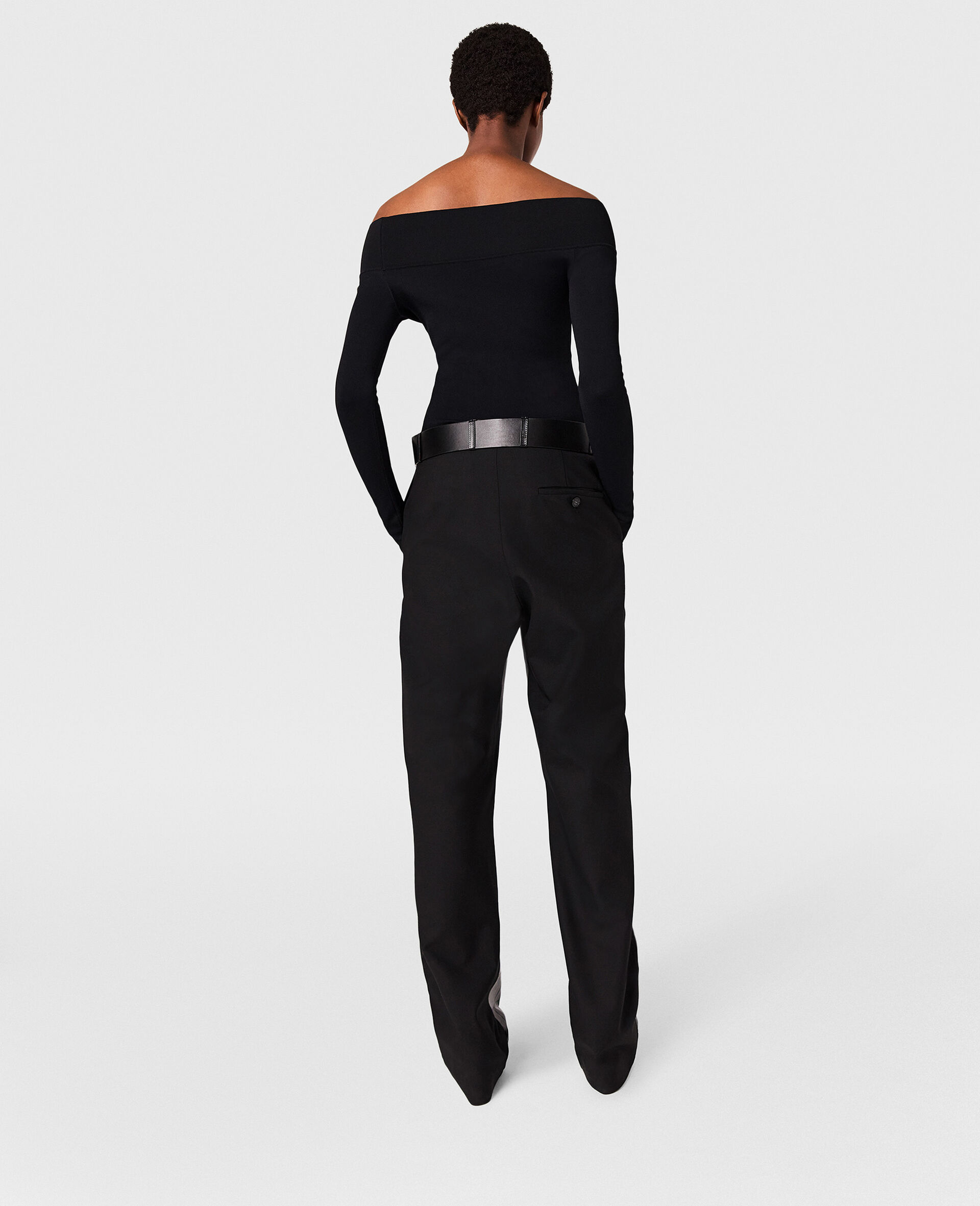 Crocodile-Embossed Straight-Leg Pants-Black-large image number 4