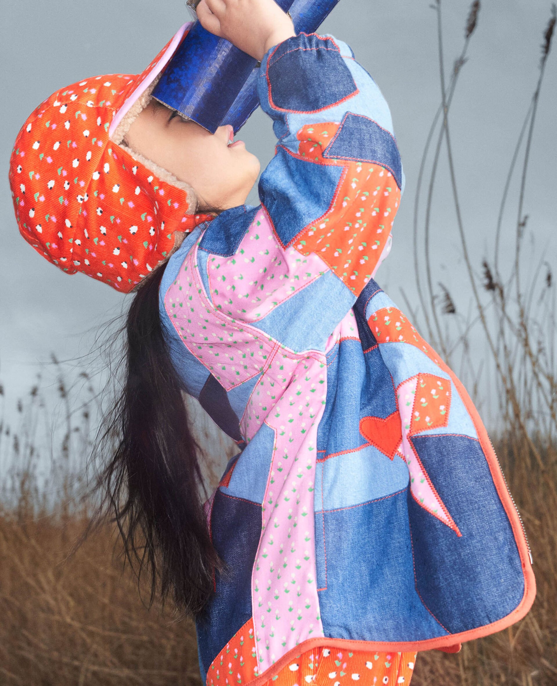 Patchwork Denim Jacket -Multicolour-model