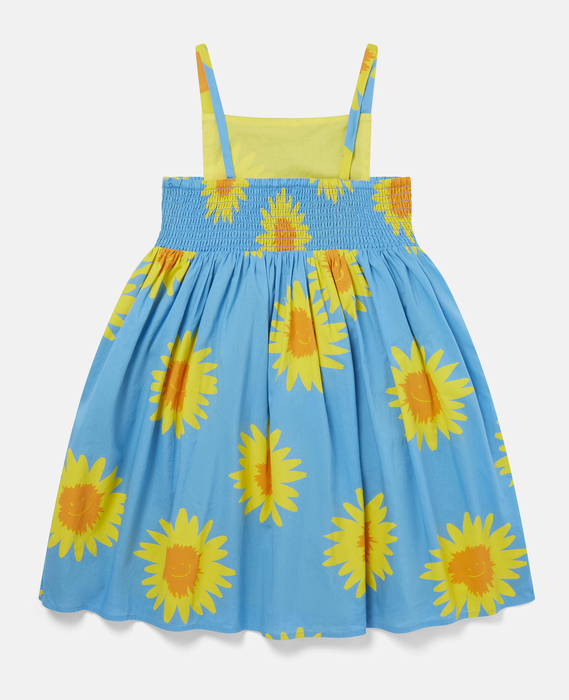 Sunflower Print Cotton Dress-Blue-large image number 2