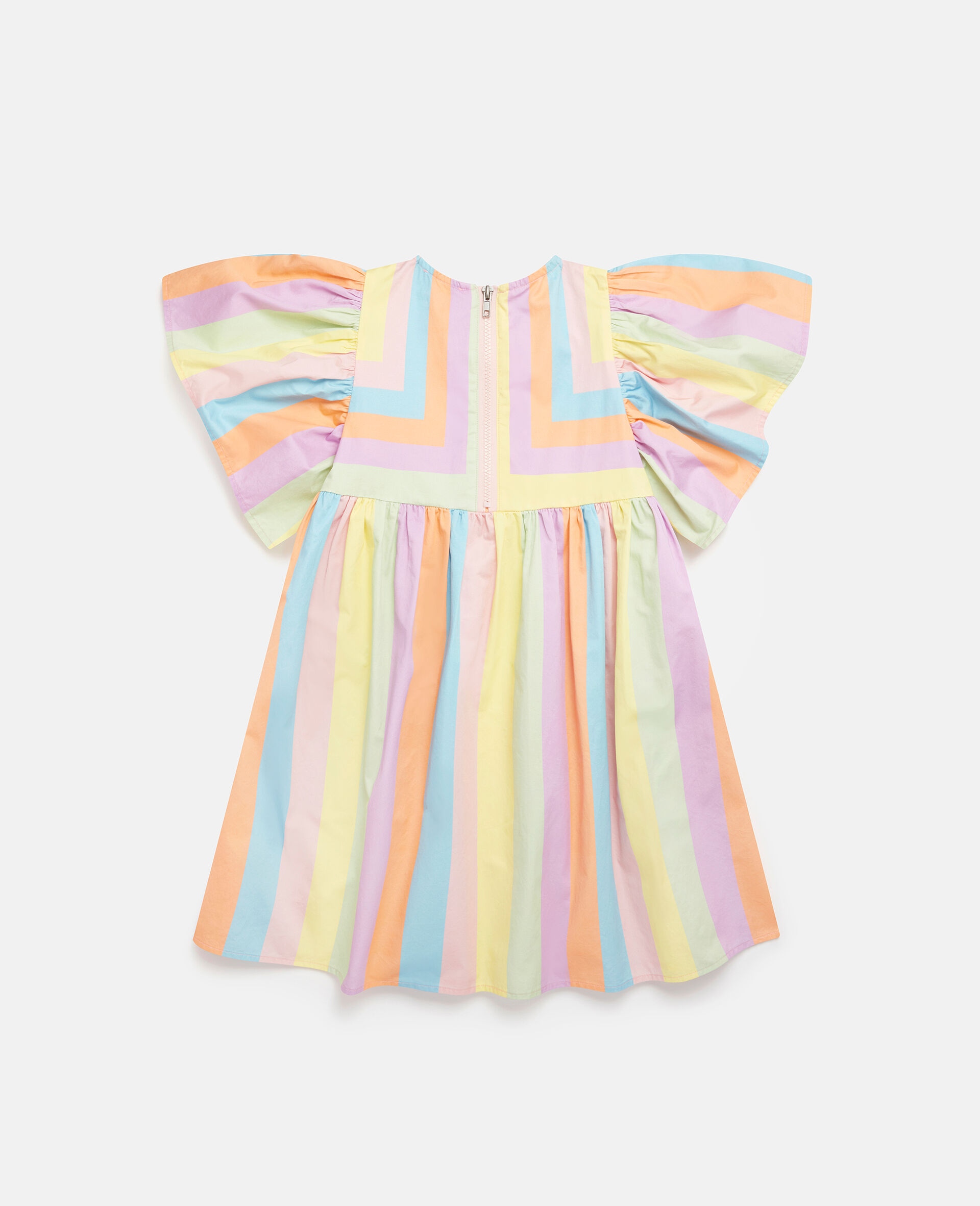 Rainbow Stripe Angel Sleeve Dress-Multicolour-large image number 2