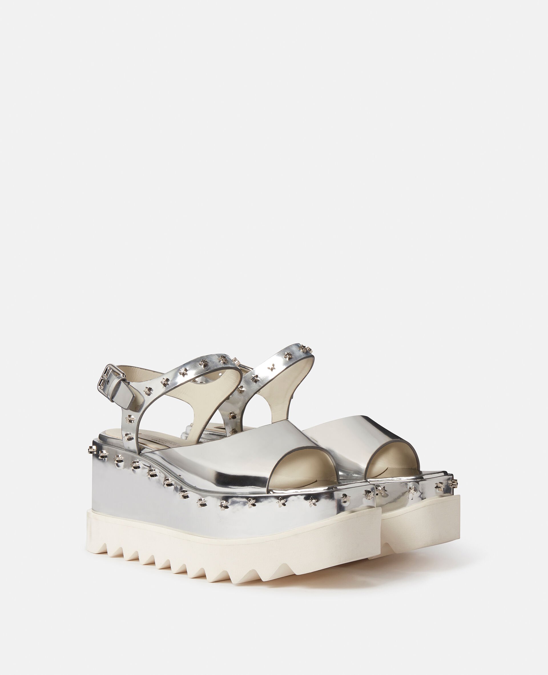 Elyse Star Stud Mirrored Platform Sandals-Grey-large image number 4