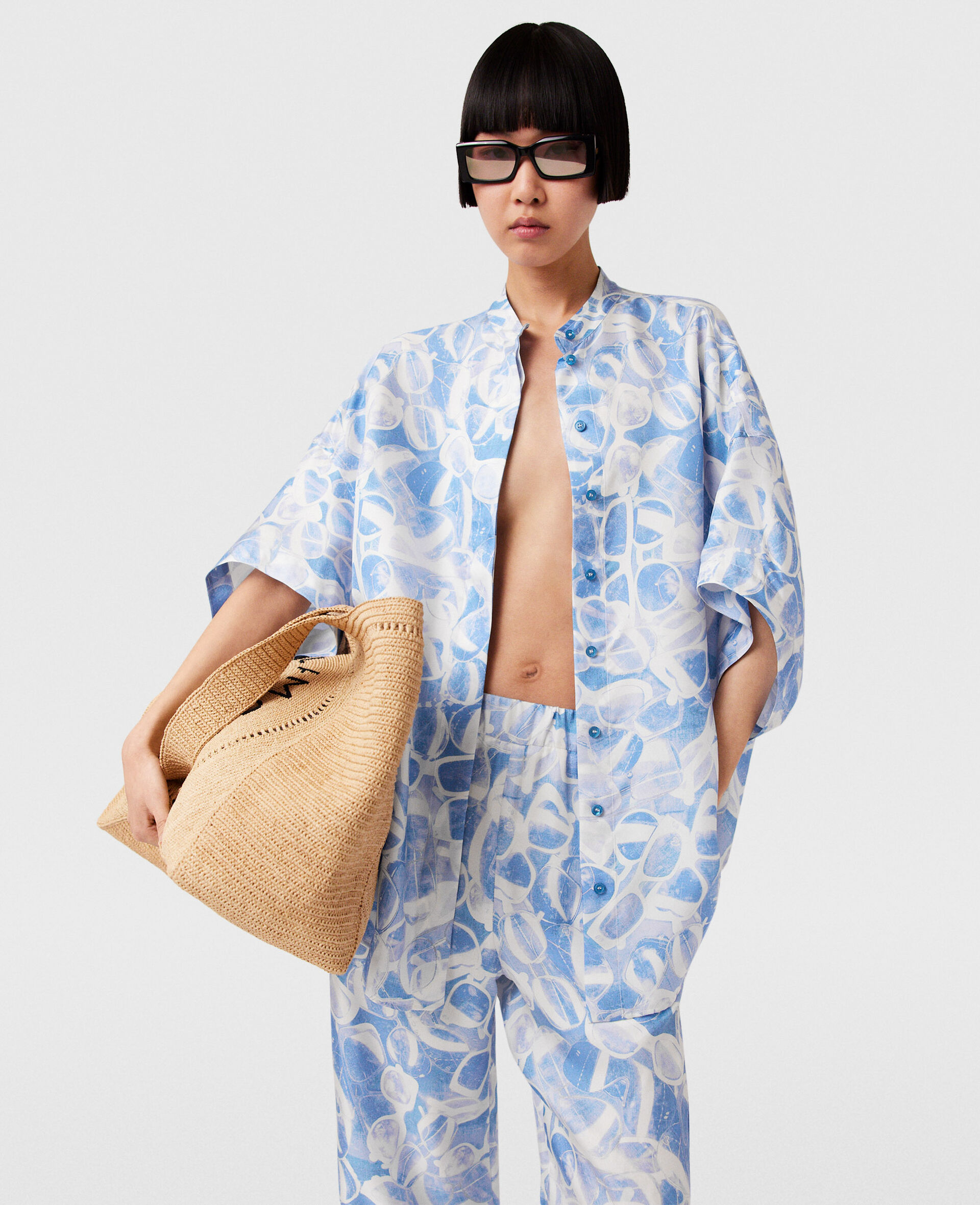 Sunglasses Print High Neck Top-Blue-large image number 1