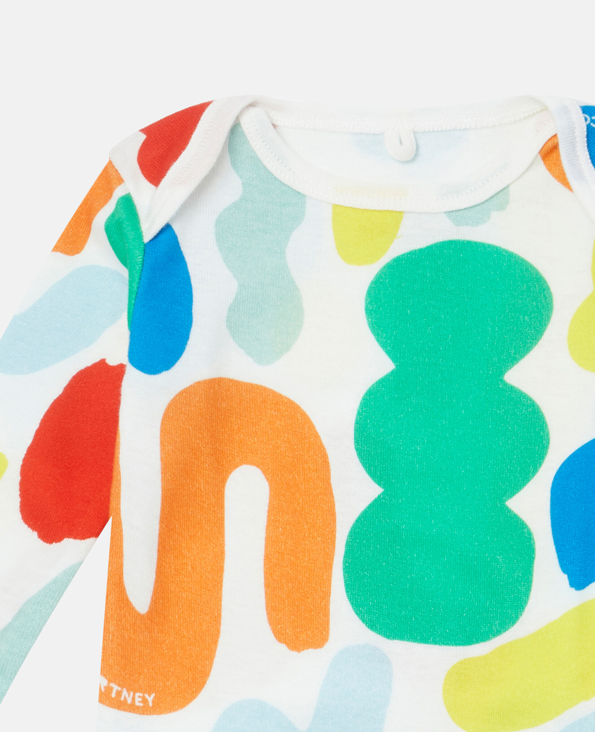 Abstract Smile Print Bodysuit and Bib Set-Multicoloured-large image number 2