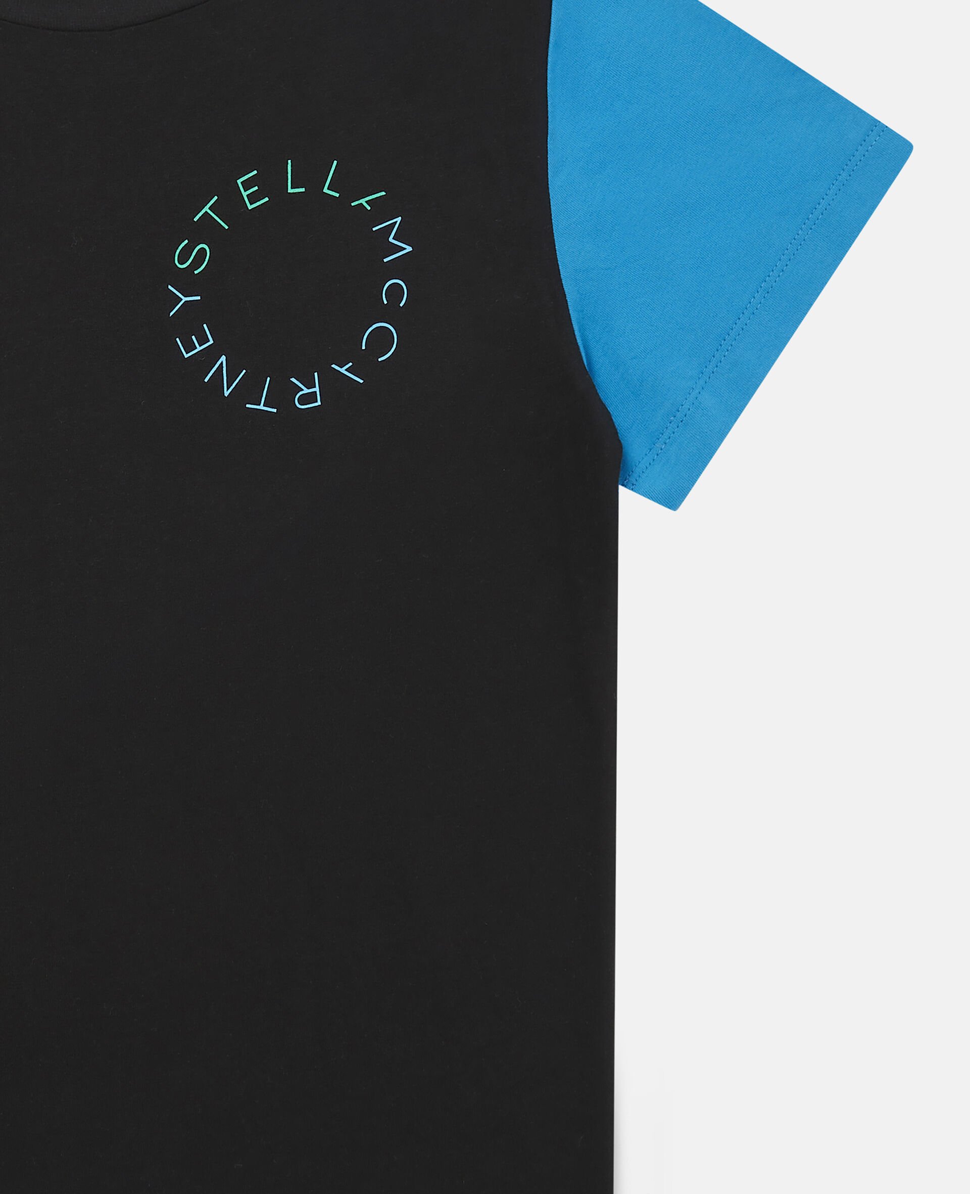 Oversized Colour Block Cotton T-shirt -Black-large Oversized Colour Block Cotton T-shirt -Black-large image number 1