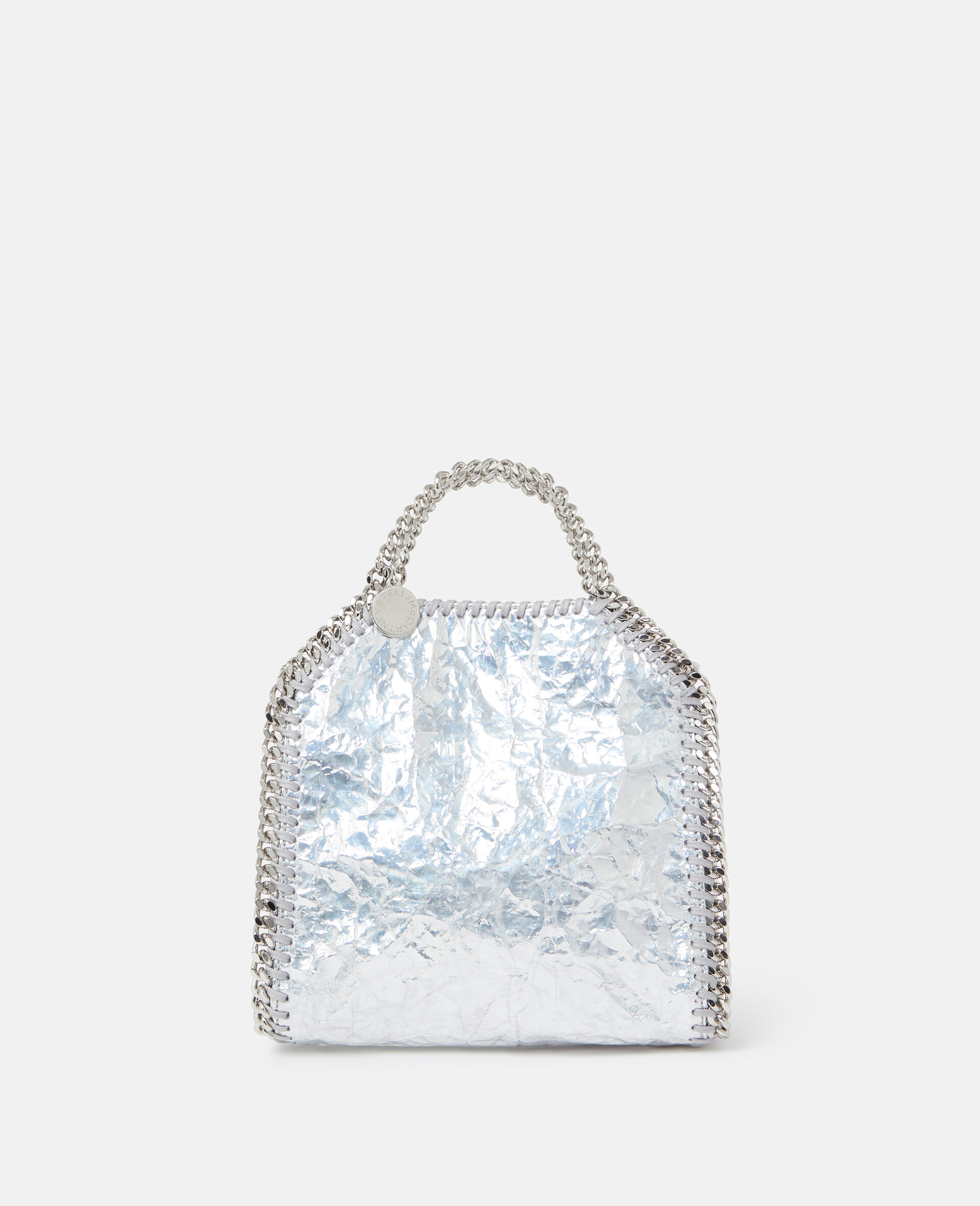 Cracked Metallic Falabella Tiny Tote Bag-Silver-large image number 0