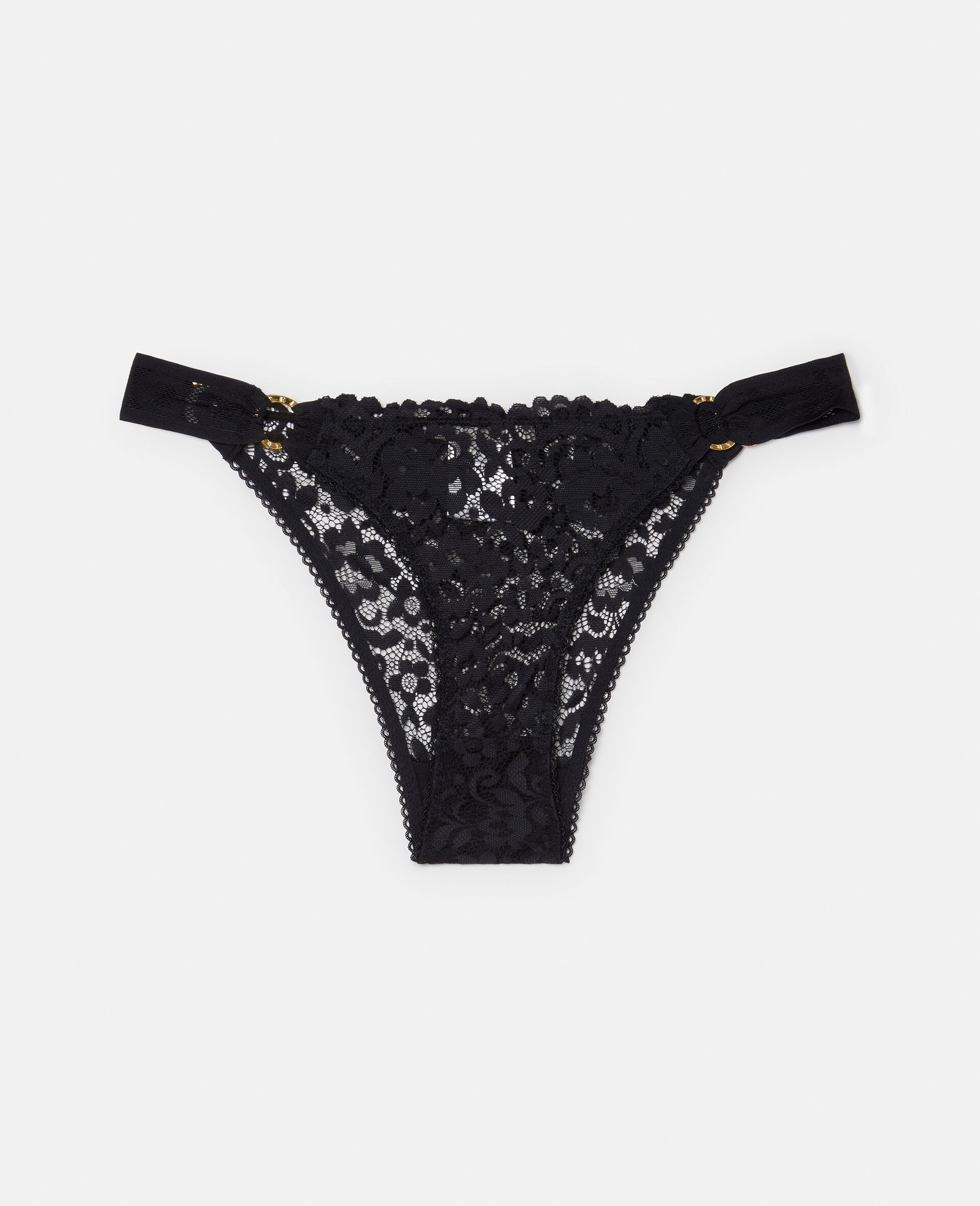 Lace Flounce String Bikini Briefs-Black-large image number 0