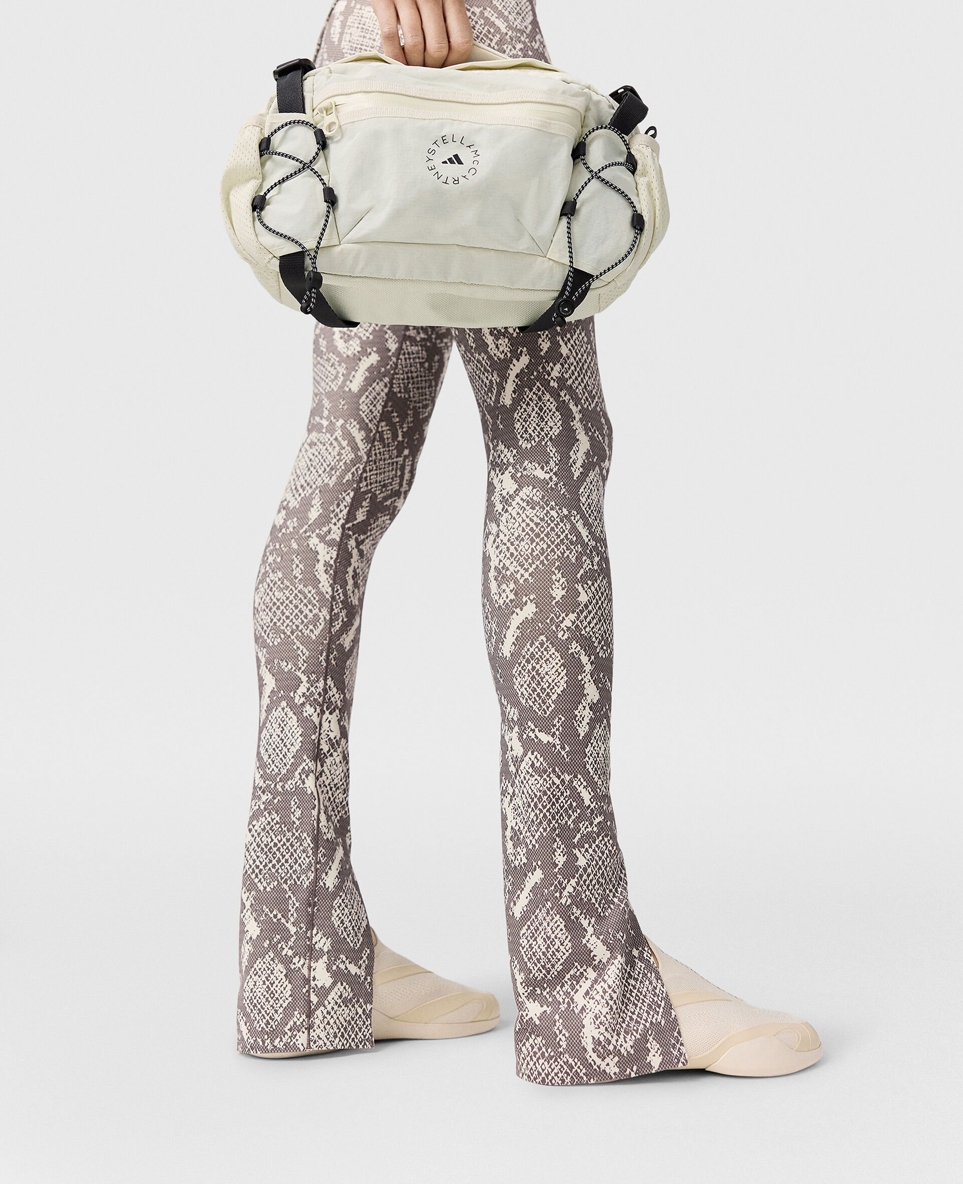 Roll-Top Split-Cuff Graphic Print Leggings-Beige-large image number 4