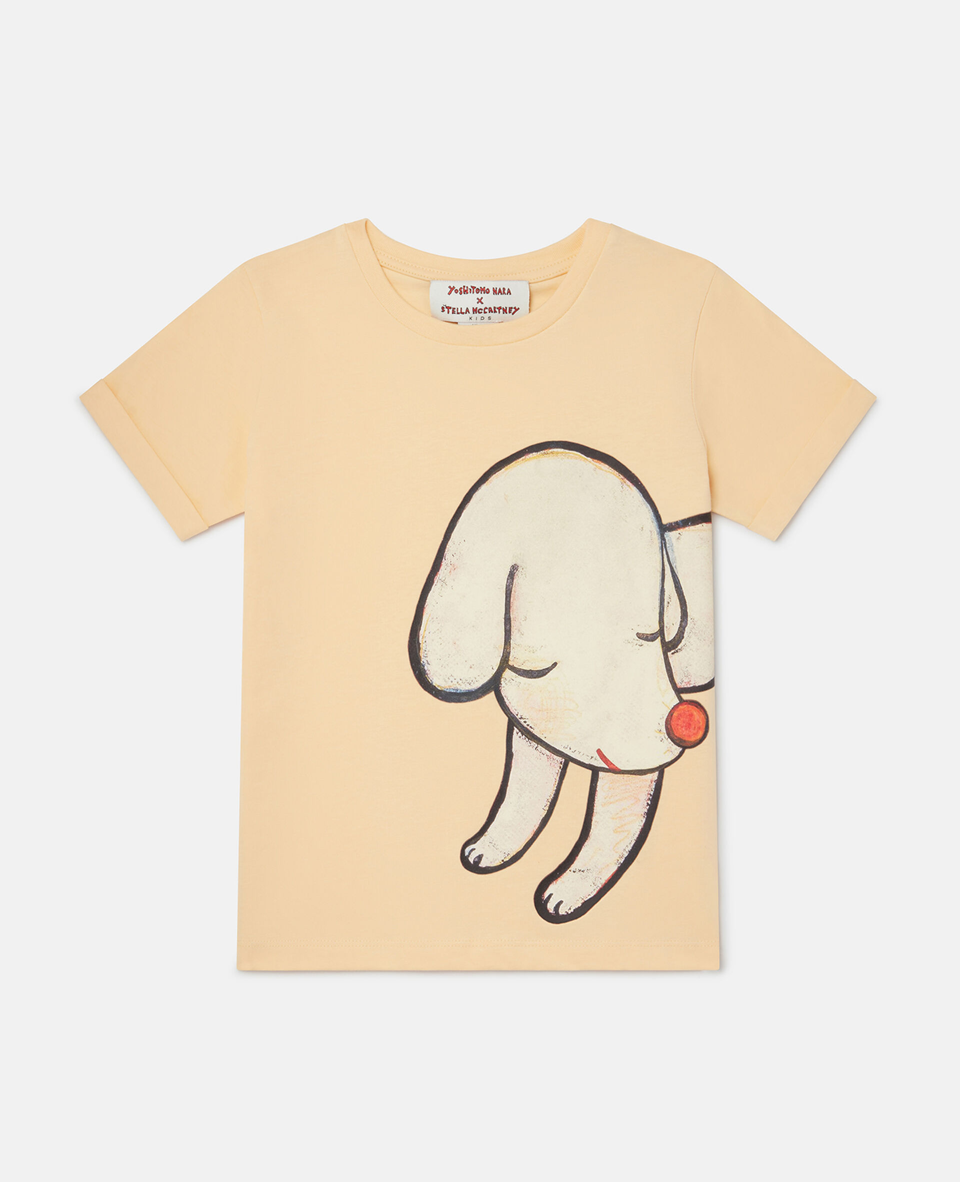 Lonesome Puppy Motif T-Shirt-Orange-large image number 0