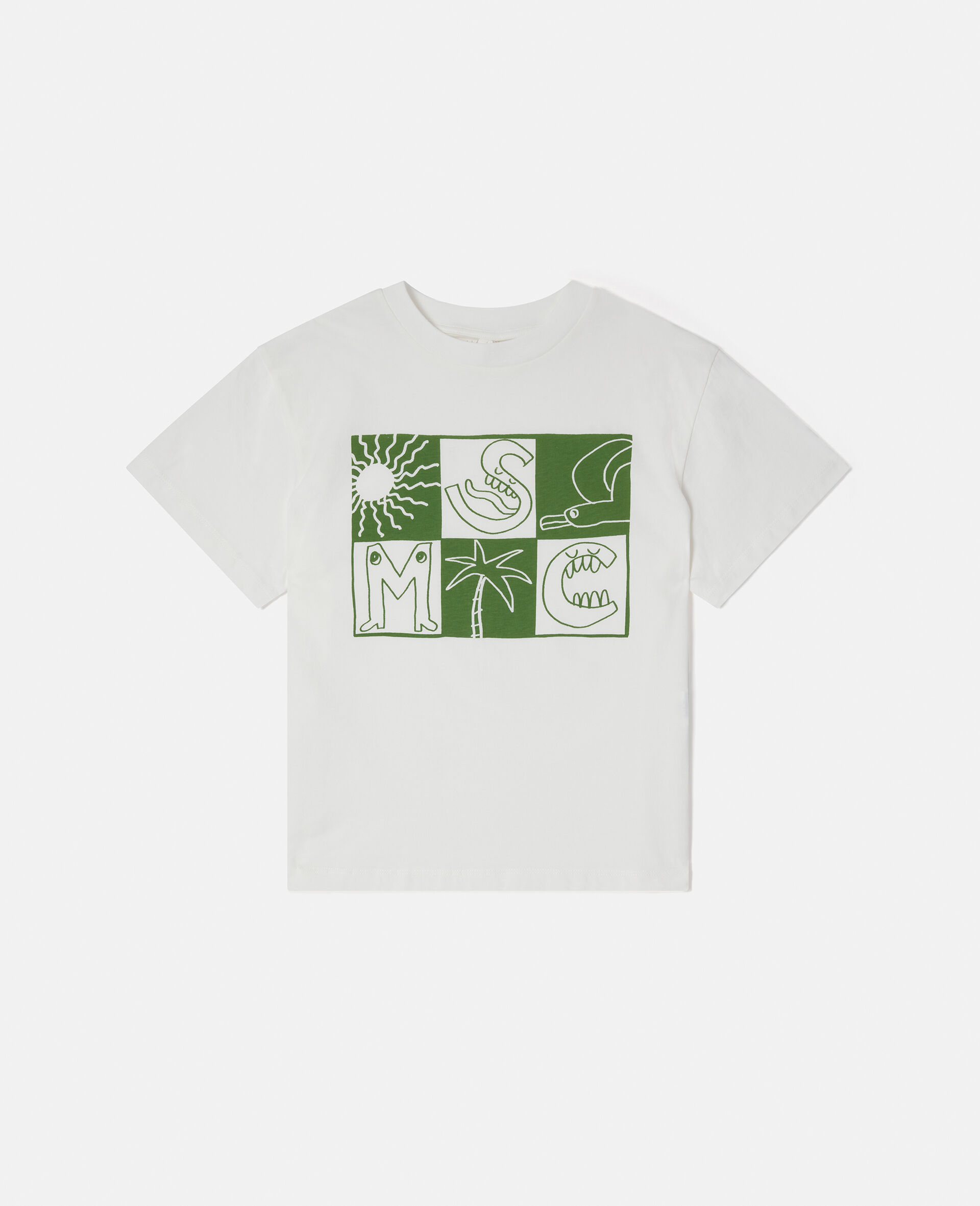 Brand Lettering Check T-Shirt-Cream-large image number 0