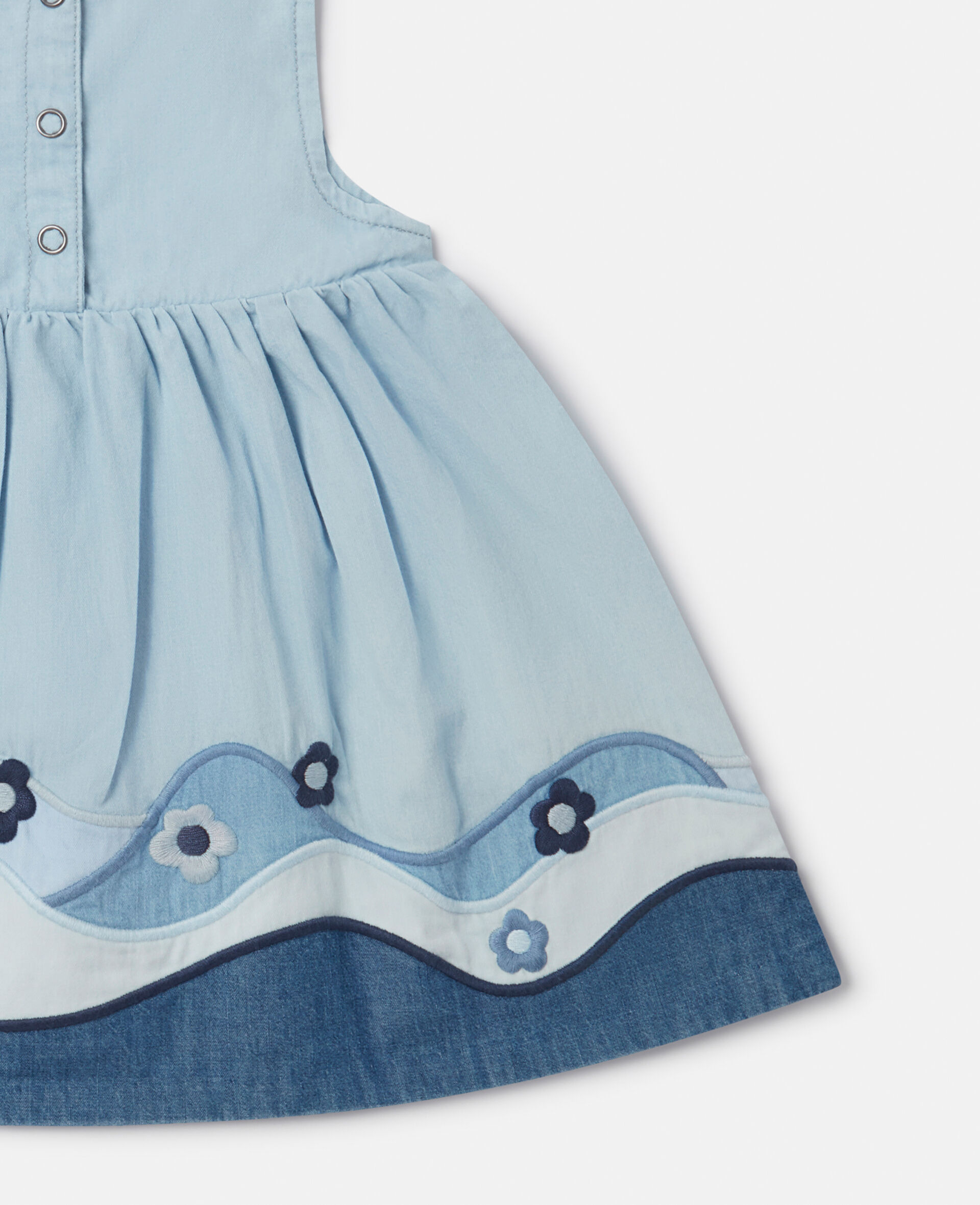 Landscape Patchwork Chambray Dress-Blue-large image number 3