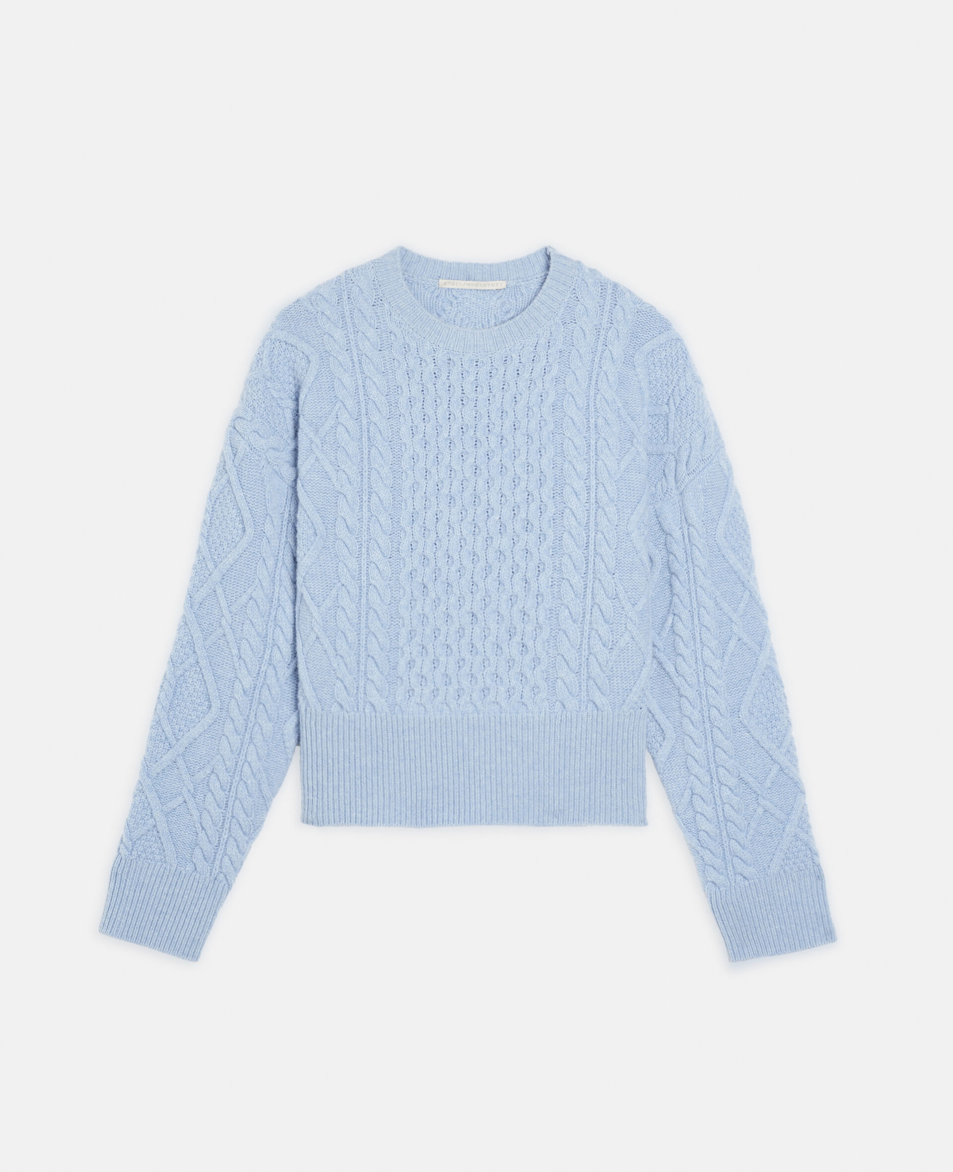 Cable Knit Wool Jumper-Blue-large image number 0