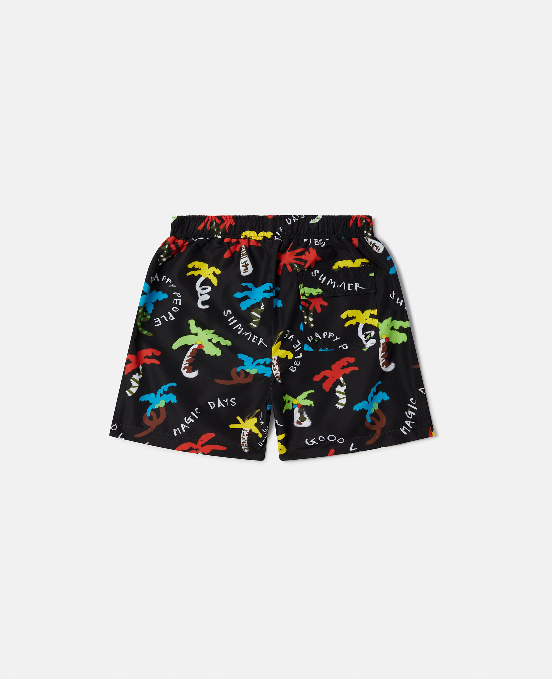 Palm Tree Print Swim Shorts-Black-large image number 2