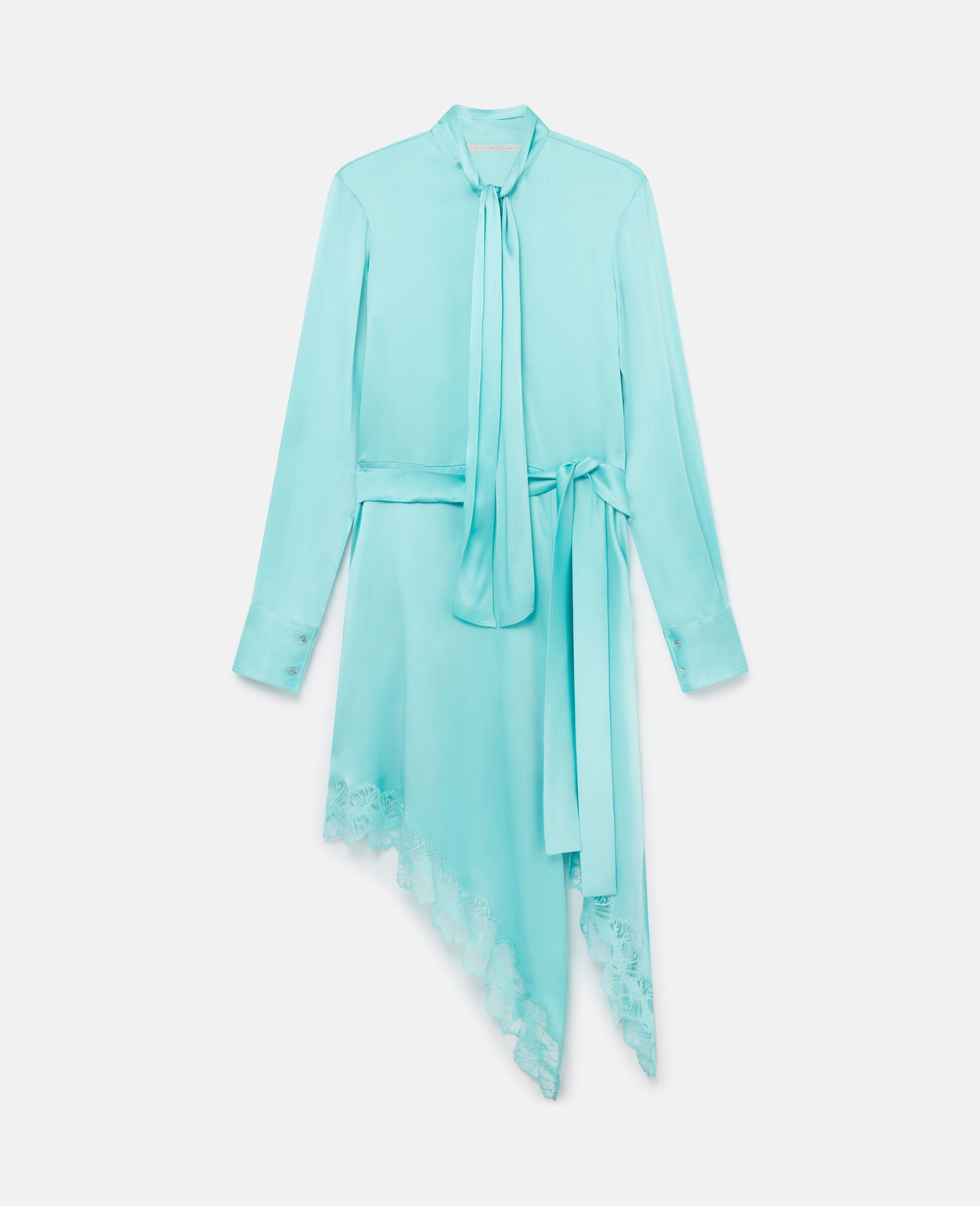 Double Satin Lace Dress-Blue-large image number 0