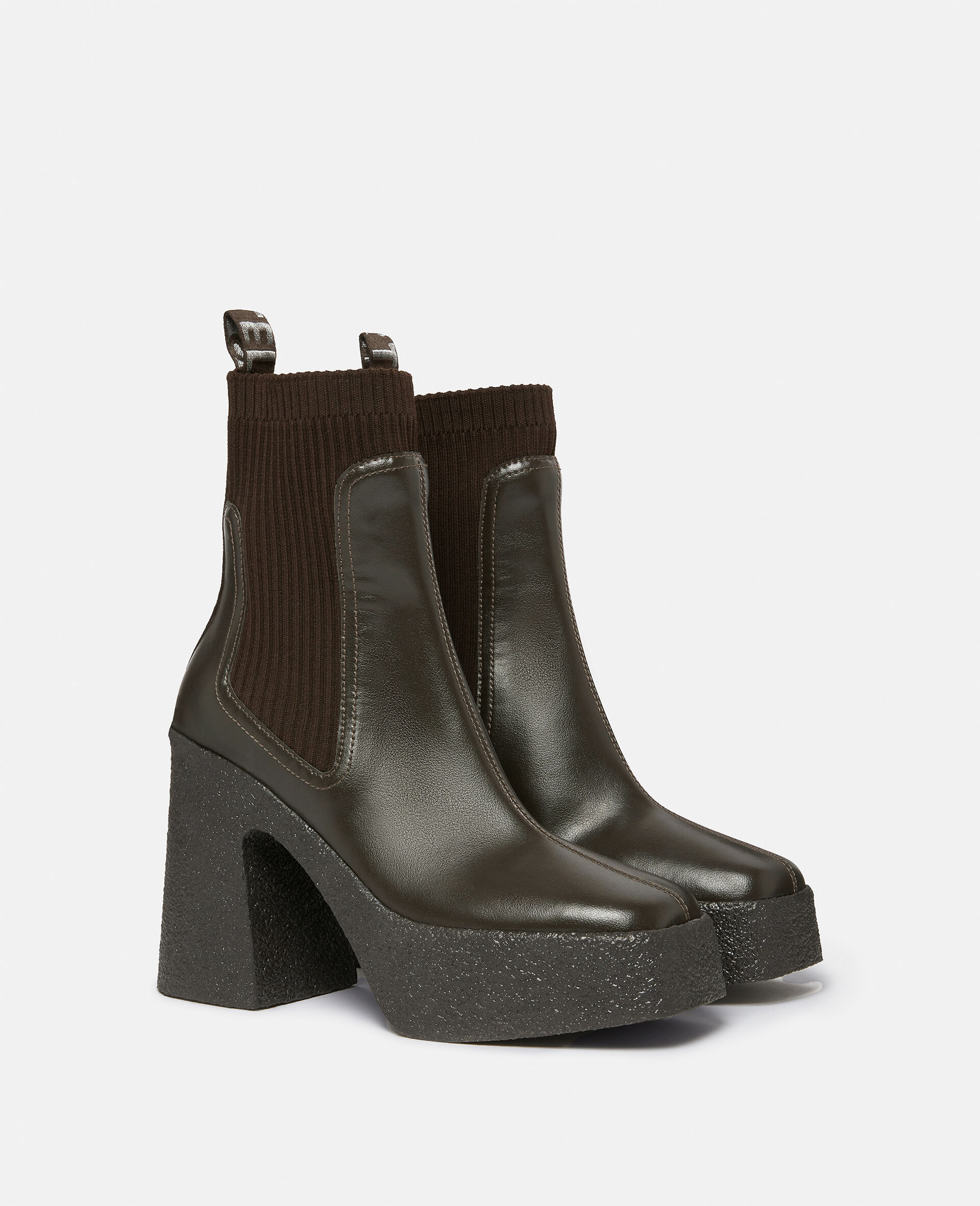 Skyla Heeled Sock Boots-Brown-medium