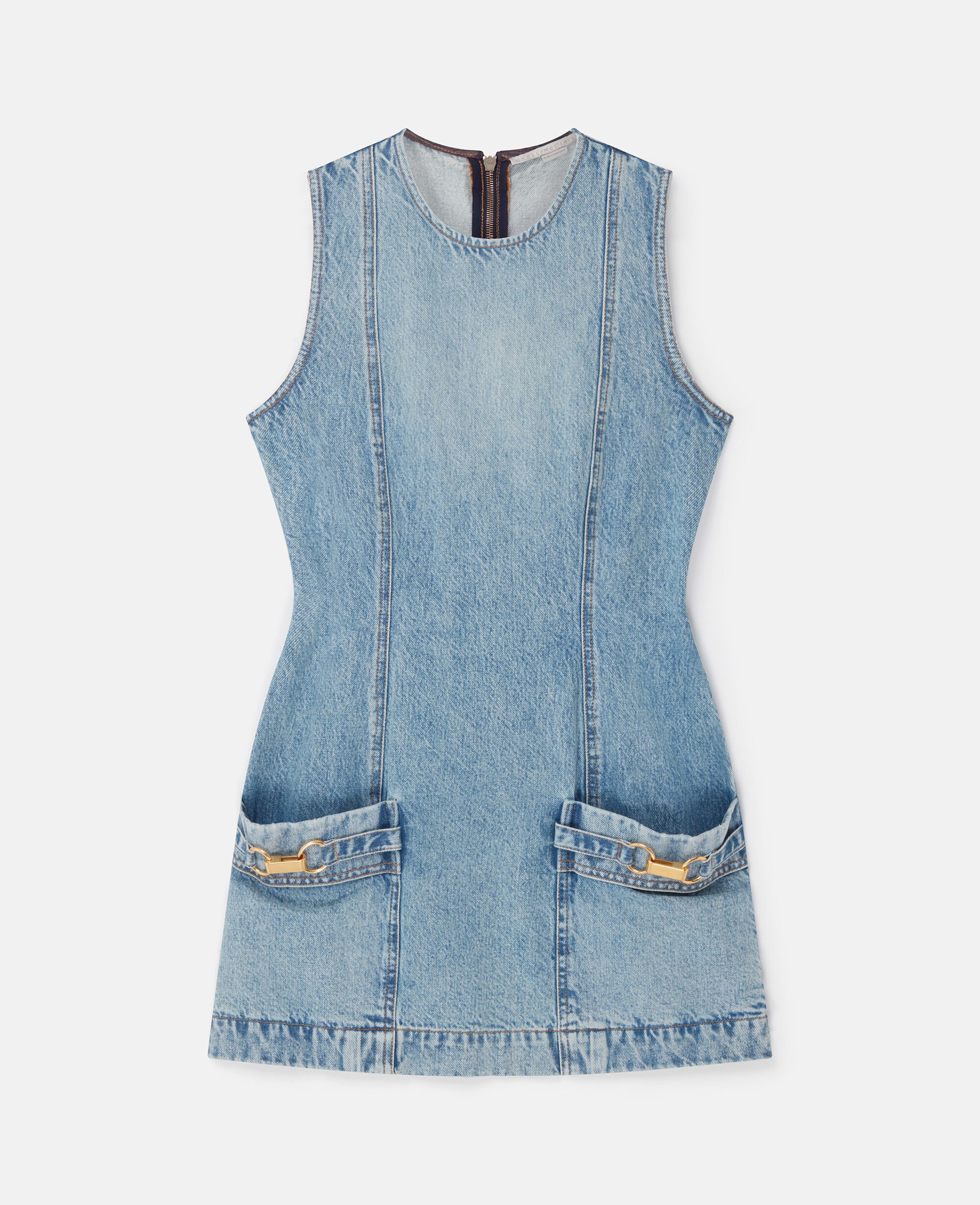 Women ライトウォッシュブルー クラスプディテール ノースリーブ ミニ ドレス | Stella McCartney JP