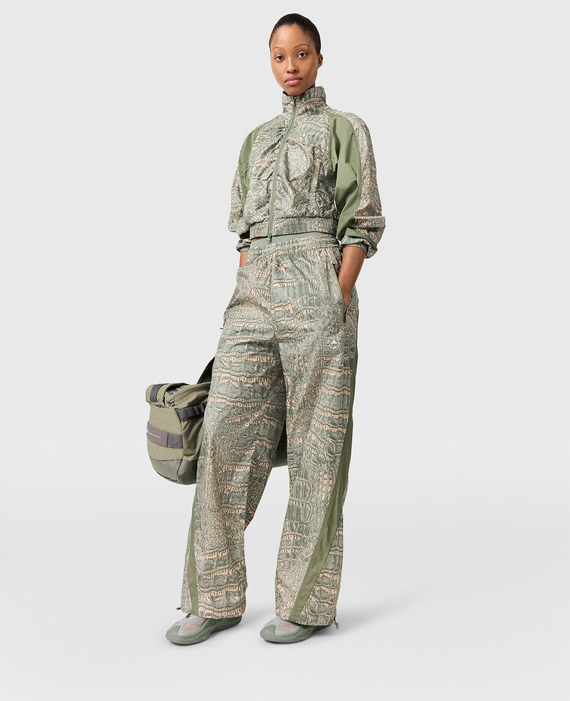 Pantalon de survetement tisse avec logo imprime-Beige-medium Pantalon de survetement tisse avec logo imprime-Beige-medium