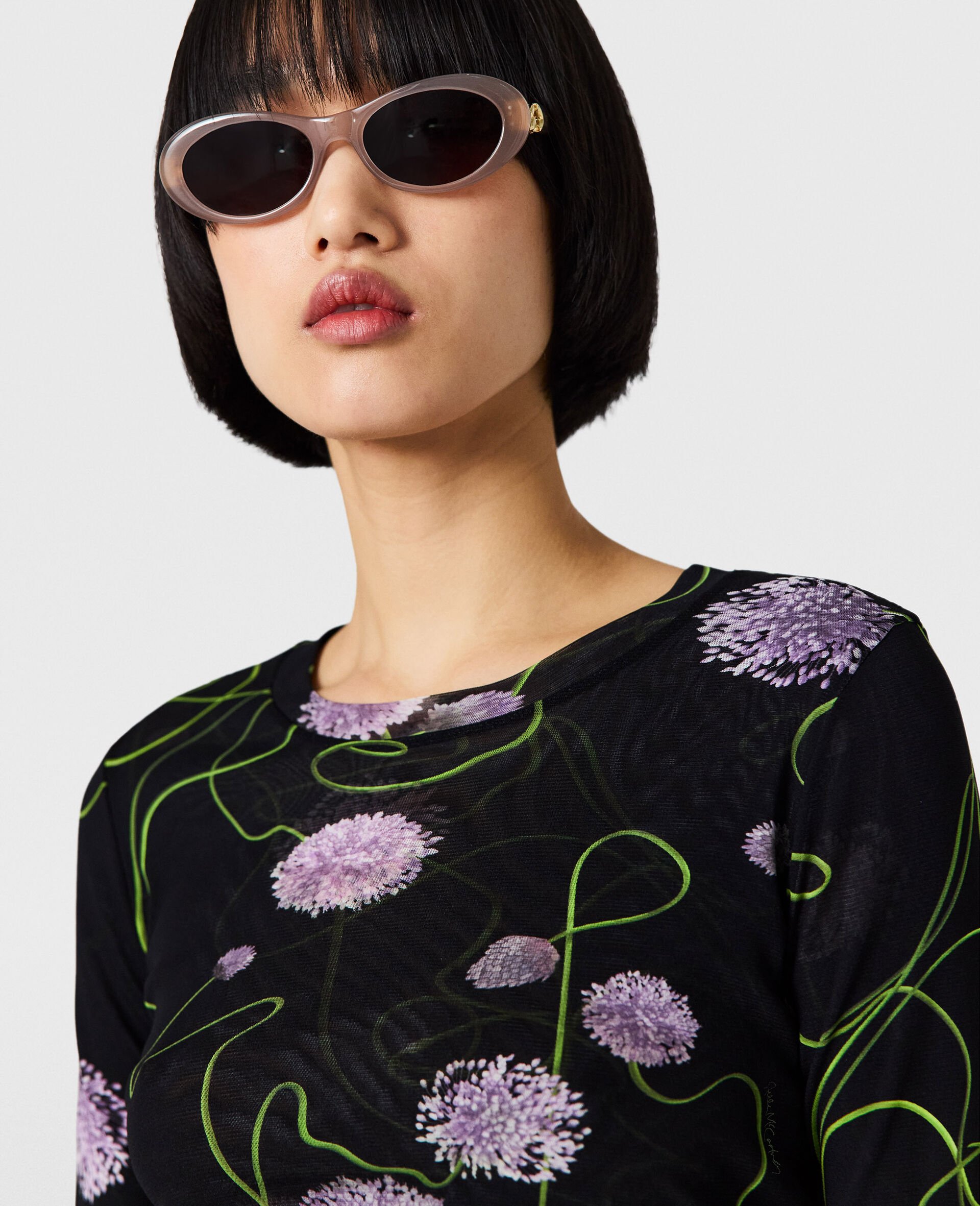 Haut torsade en mesh floral-Noir-large image number 2