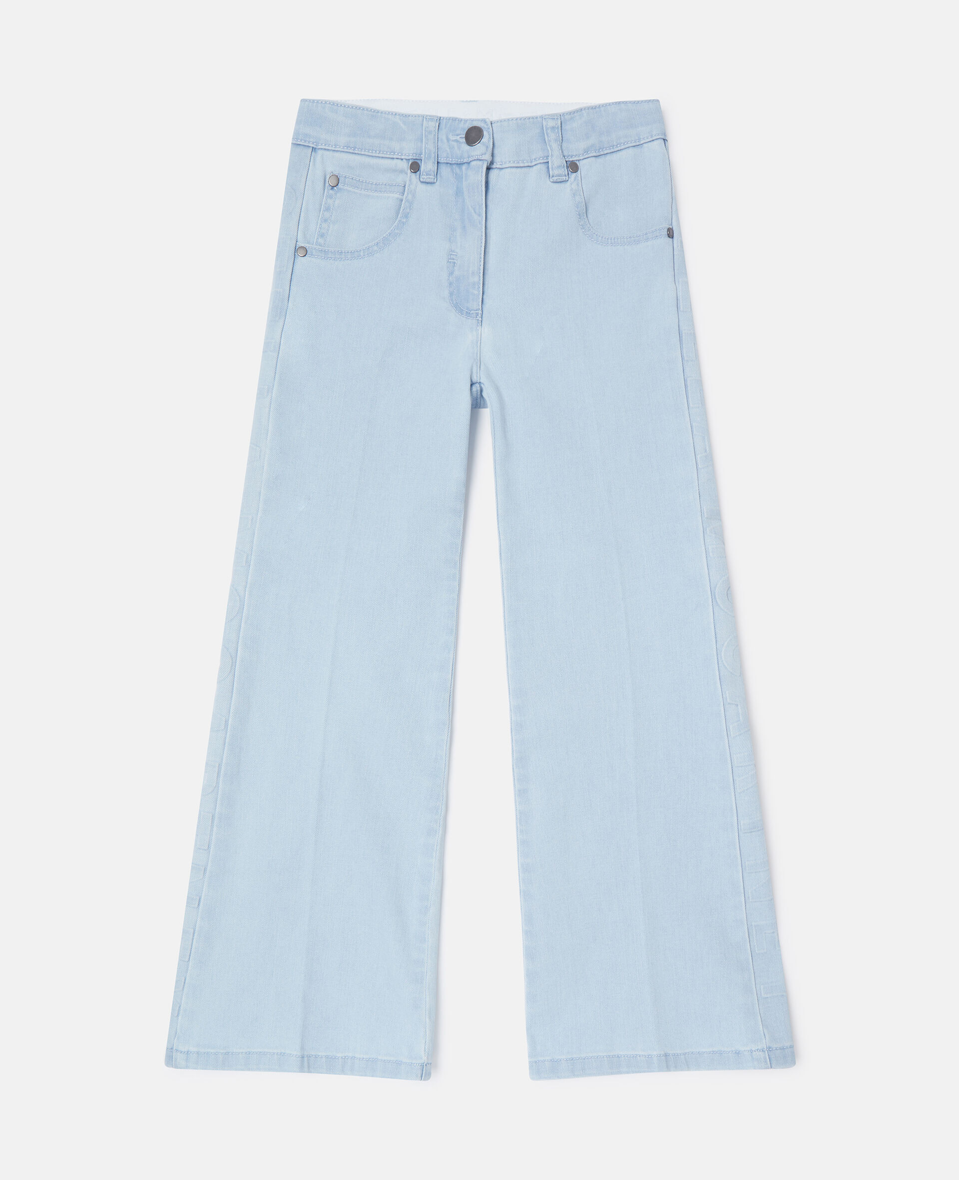 Jeans in Denim Svasati con Lavaggio Leggero-Blu-medium