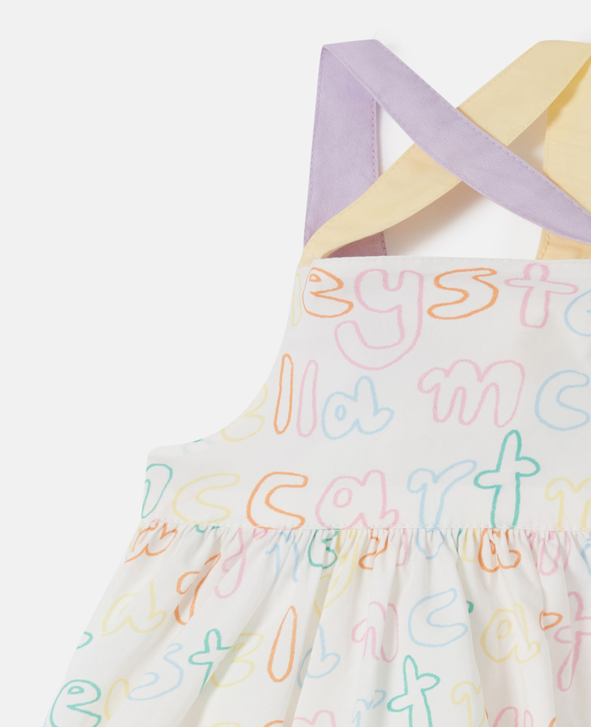 Brand Print Dress and Bloomers Set-Cream-large image number 1