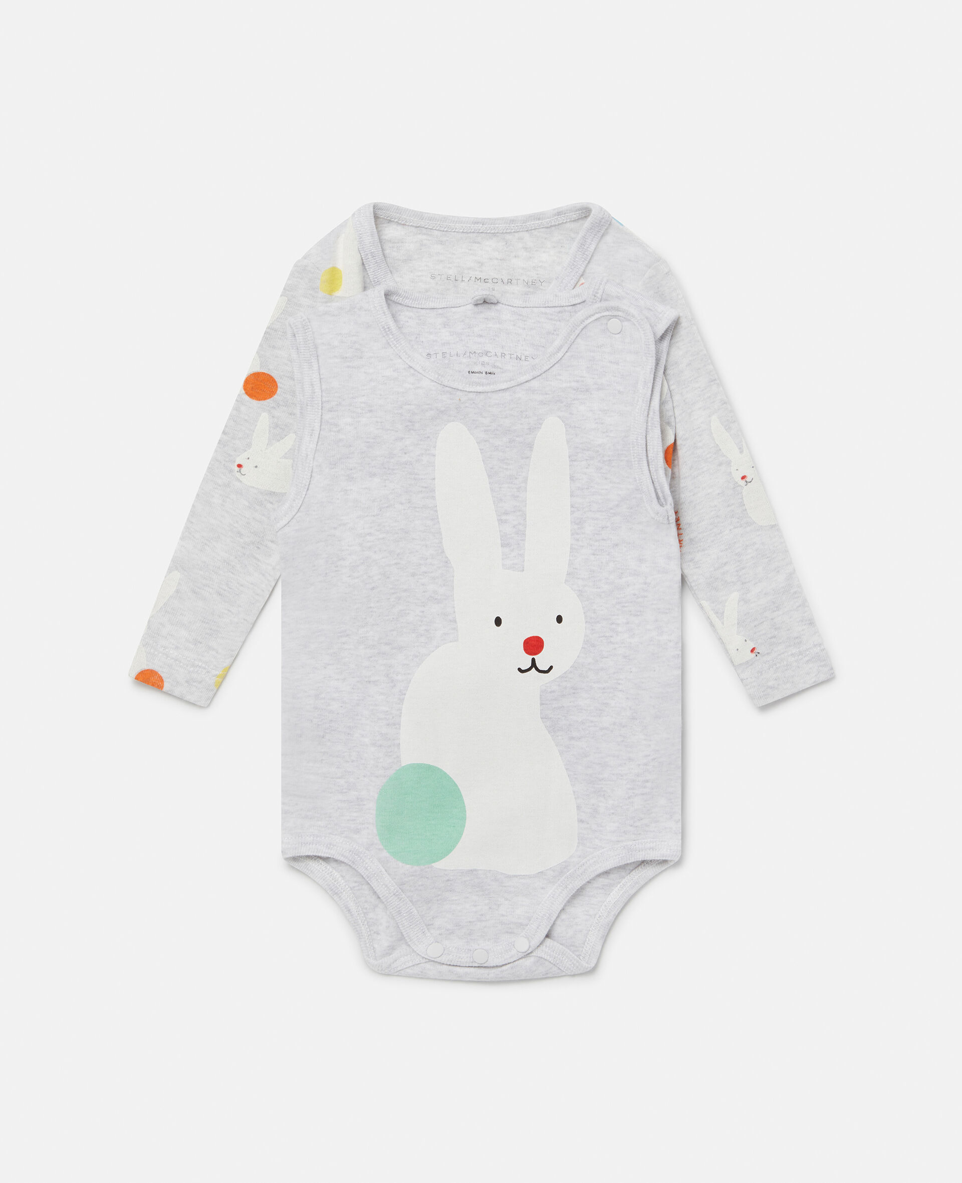 Bunny Print Bodysuit Set-Grey-large