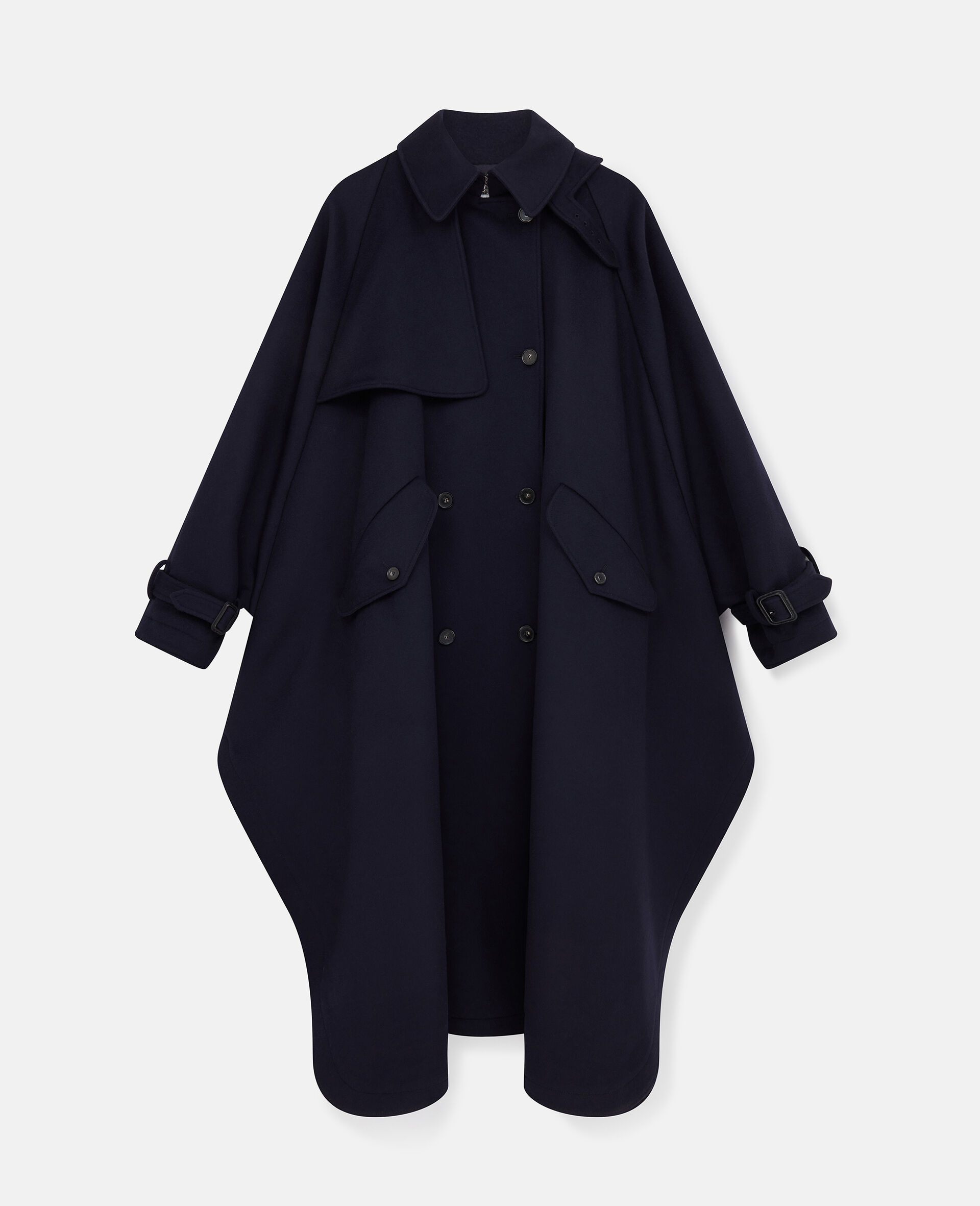 High-Neck A-Line Trench Coat-Blue-large image number 0