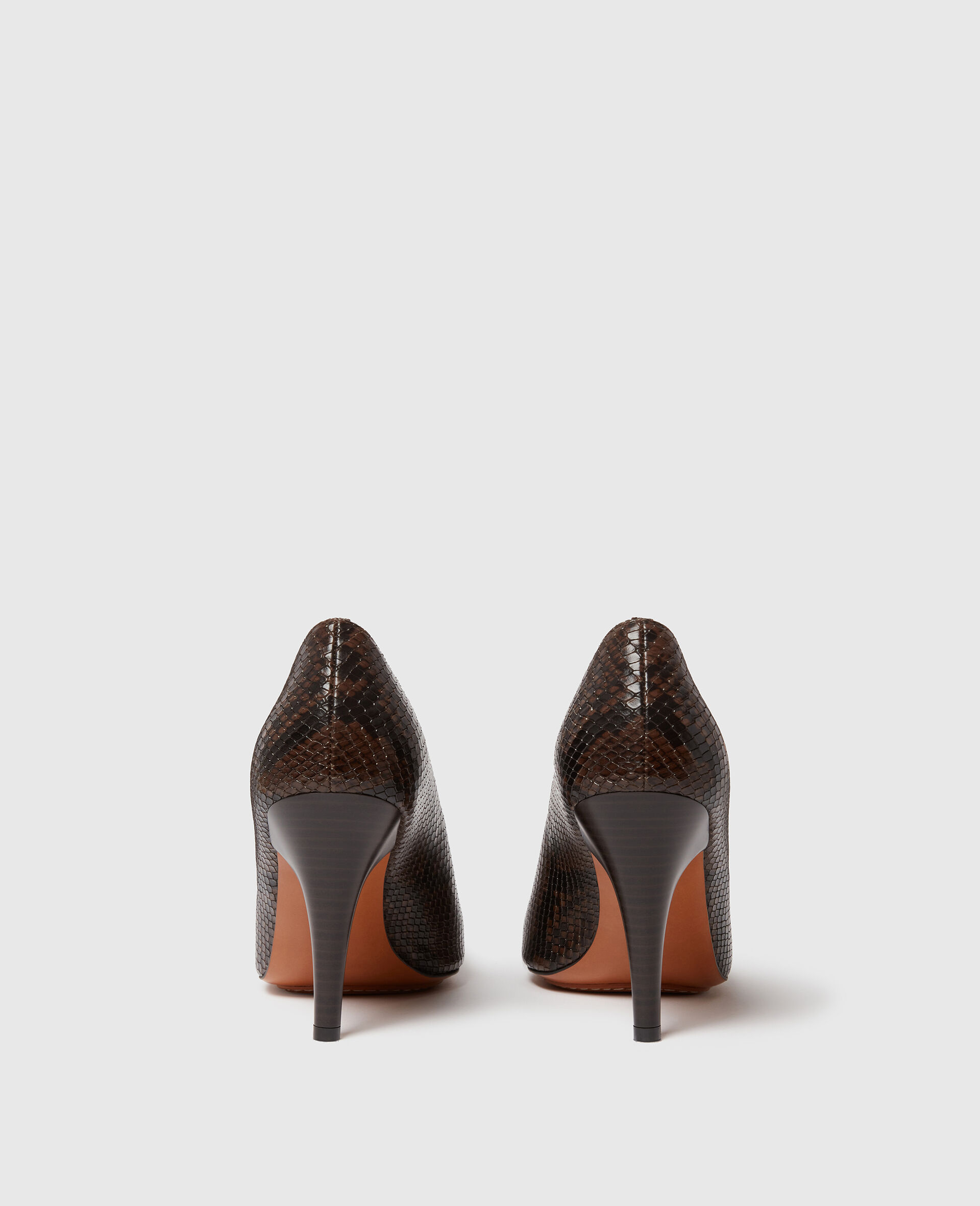 Square-Toe Snake Stiletto Pumps-Brown-large image number 2