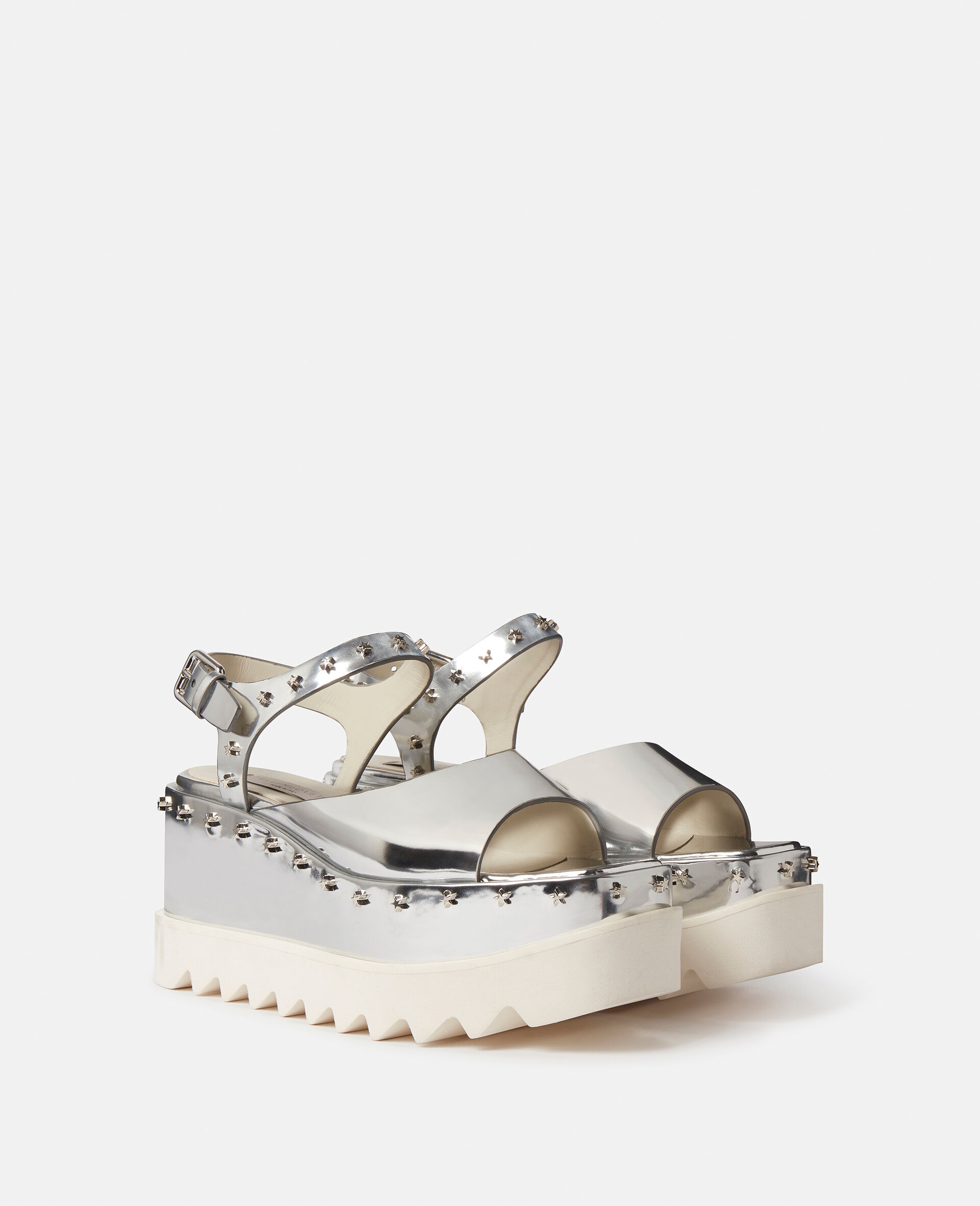 Elyse Star Stud Mirrored Platform Sandals-Grey-large image number 4