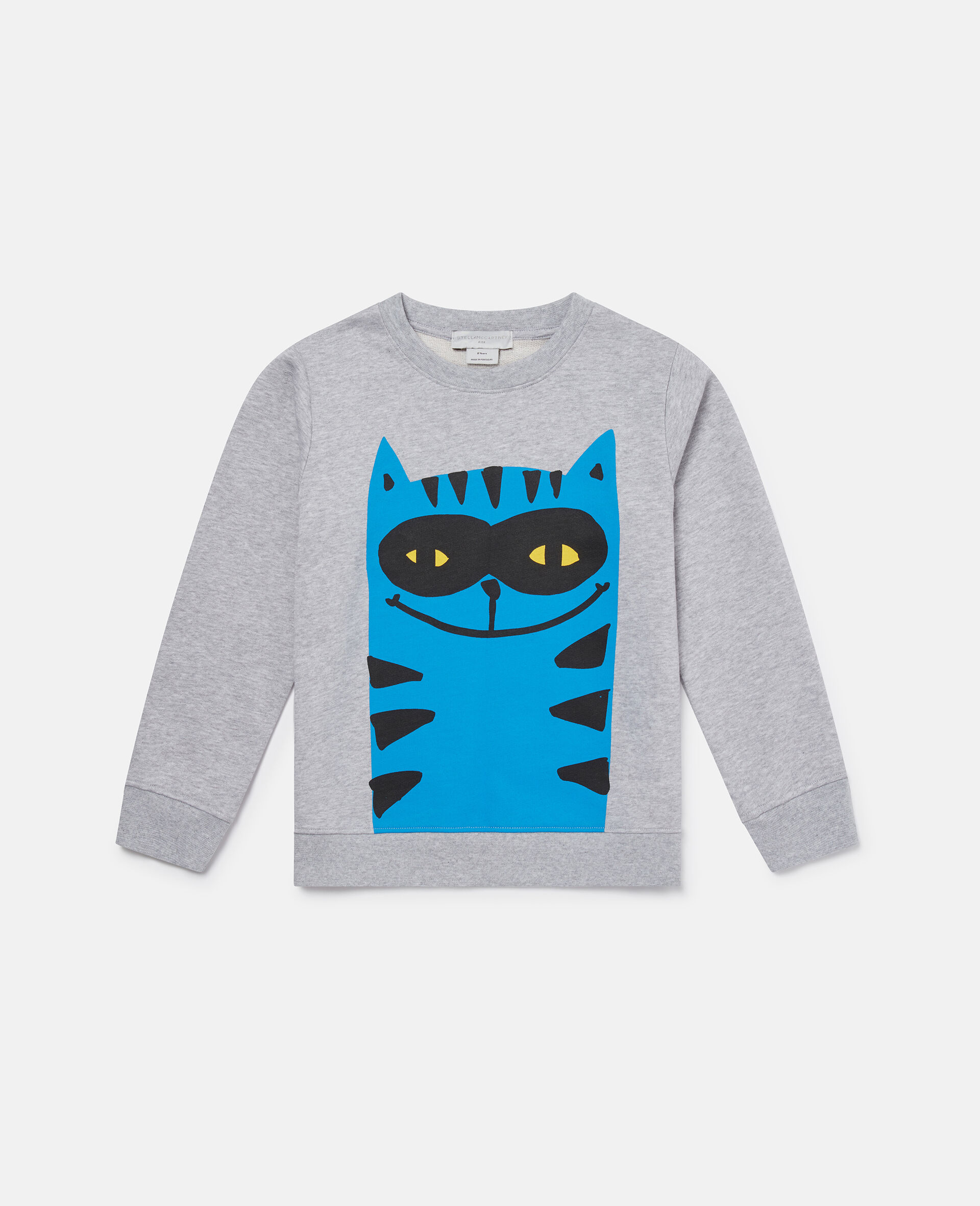 Sweat shirt graphique avec chat-Gris-large image number 0