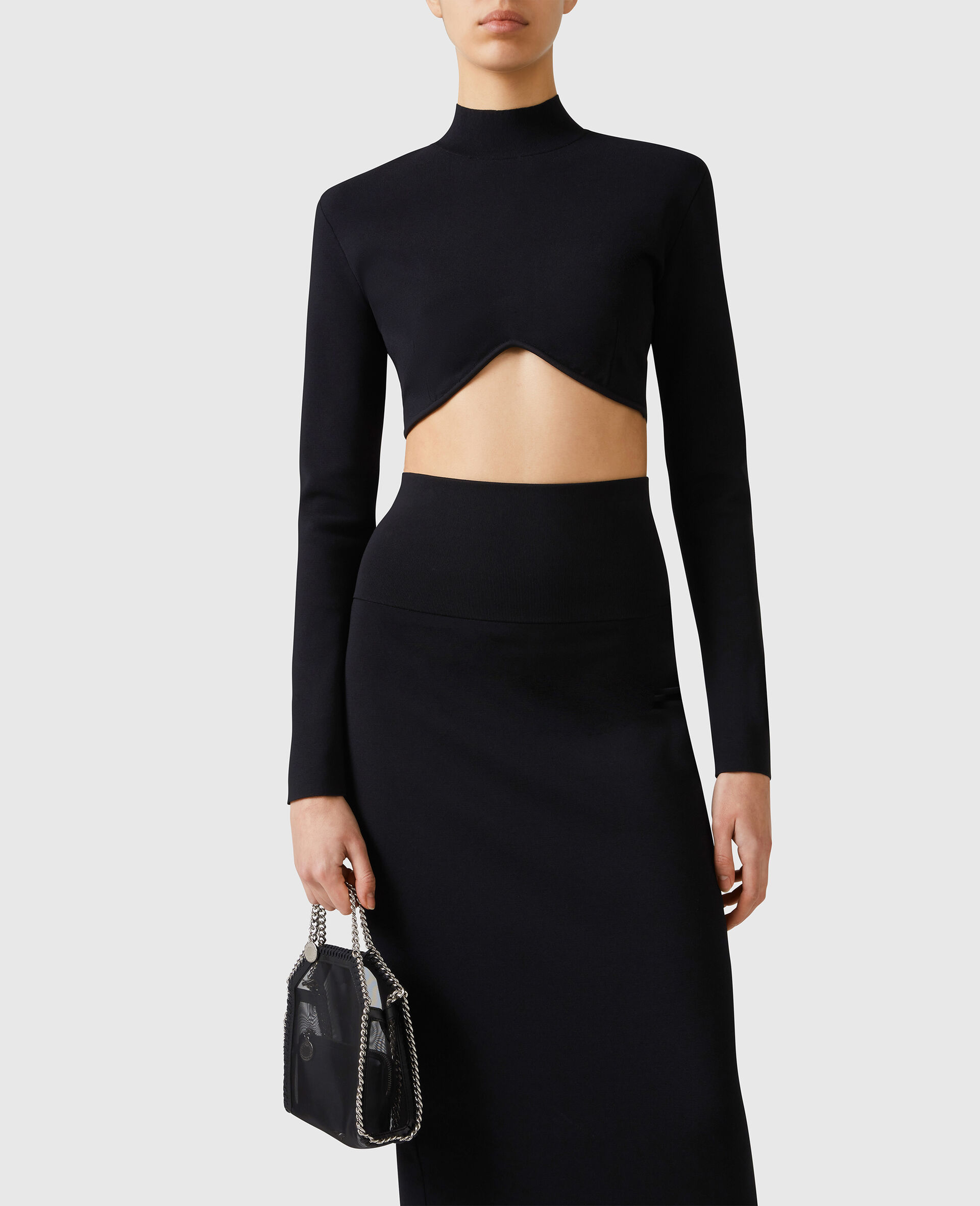 Miracle&nbsp;Long-Sleeve Compact-Knit Top-Black-large image number 1