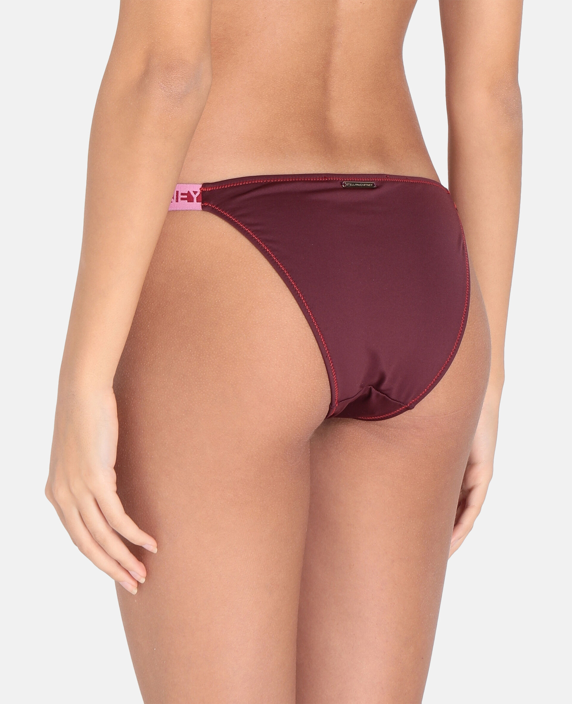 Bas de bikini taille basse à bande logotypée-Rouge-large image number 2