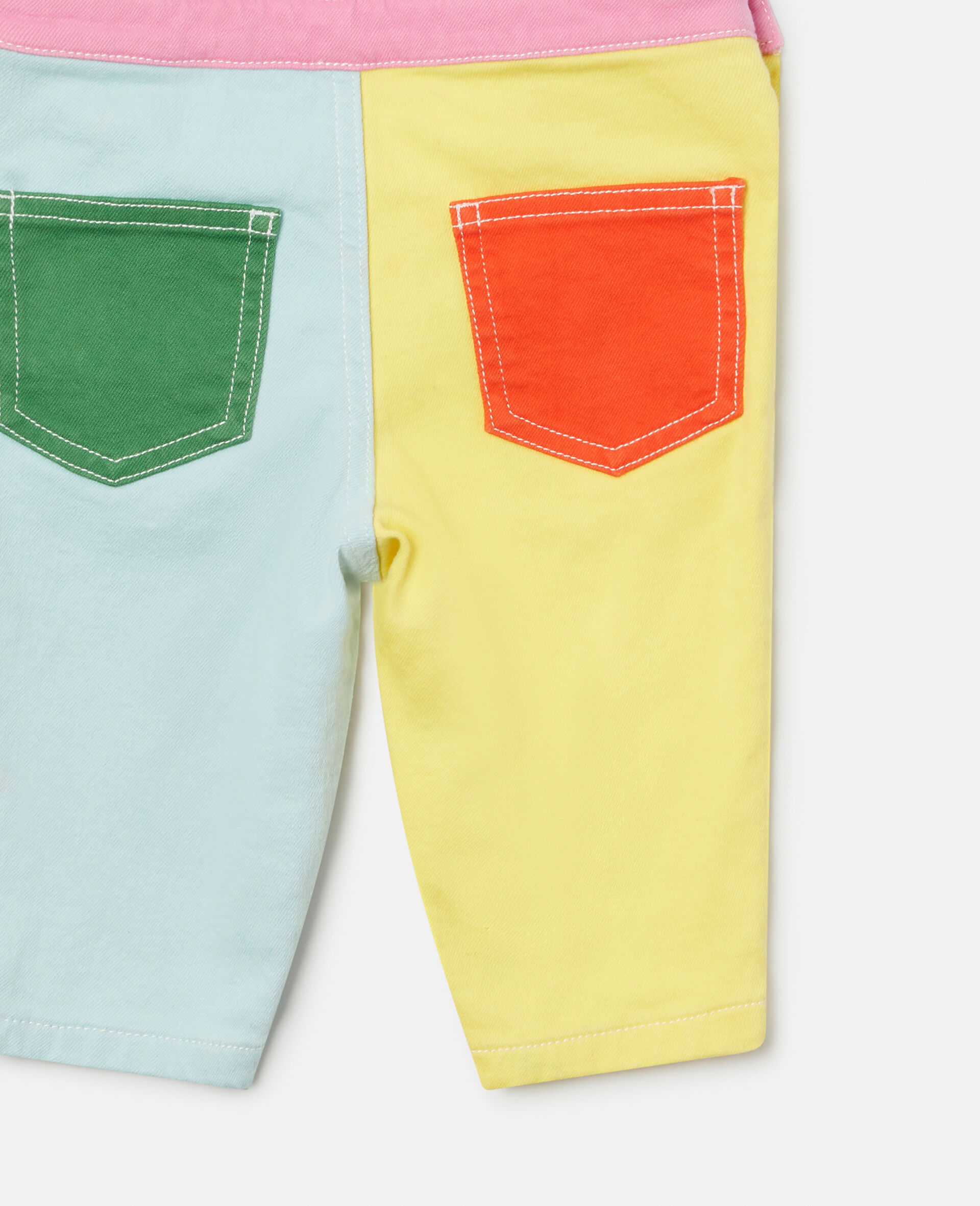 Double Parrot Embroidery Dungarees-Multicolour-large image number 3