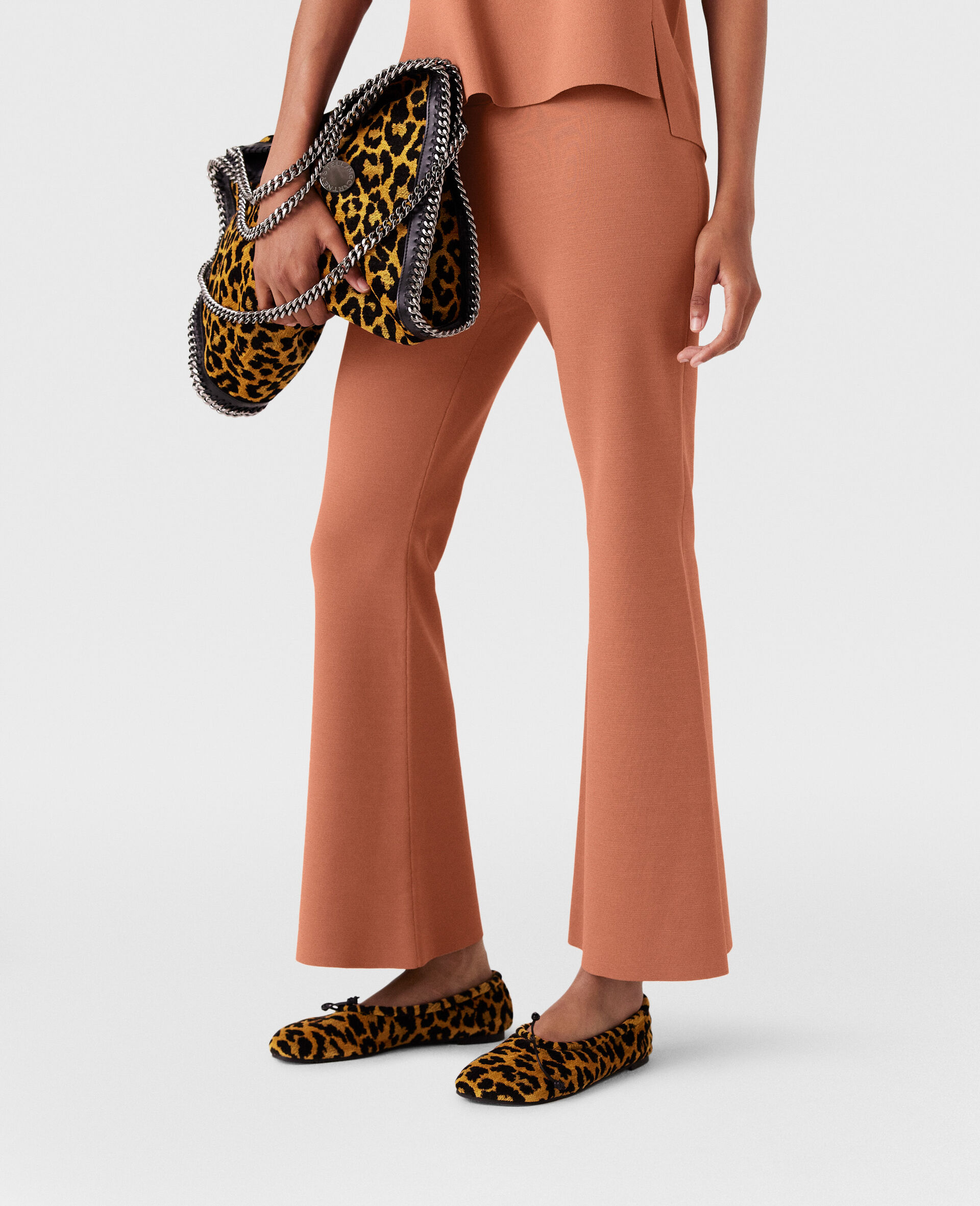 Compact Knit Flared Trousers-Cream-large Compact Knit Flared Trousers-Cream-large image number 3