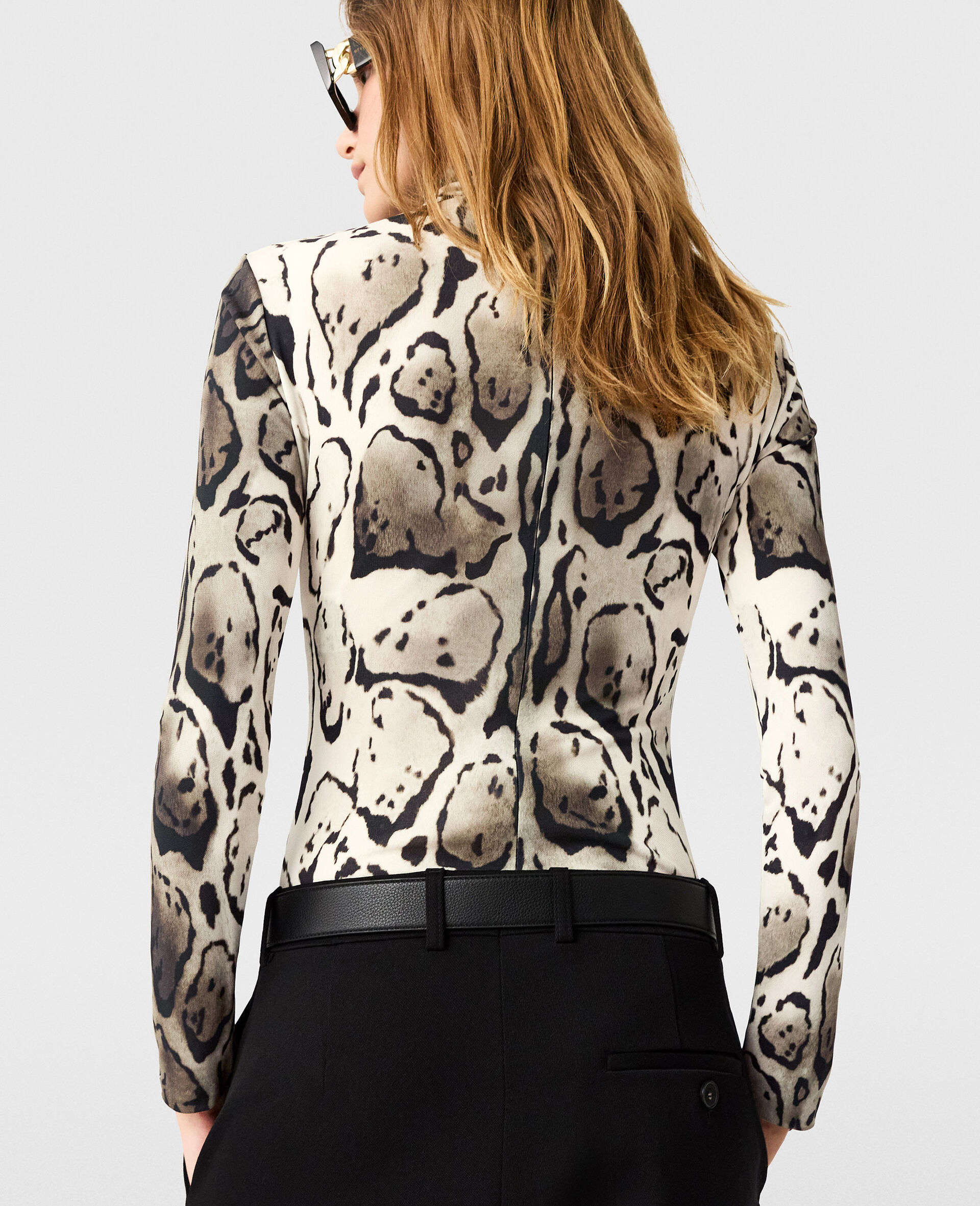 Cloud Leopard High-Neck Bodysuit-Grey-large image number 3