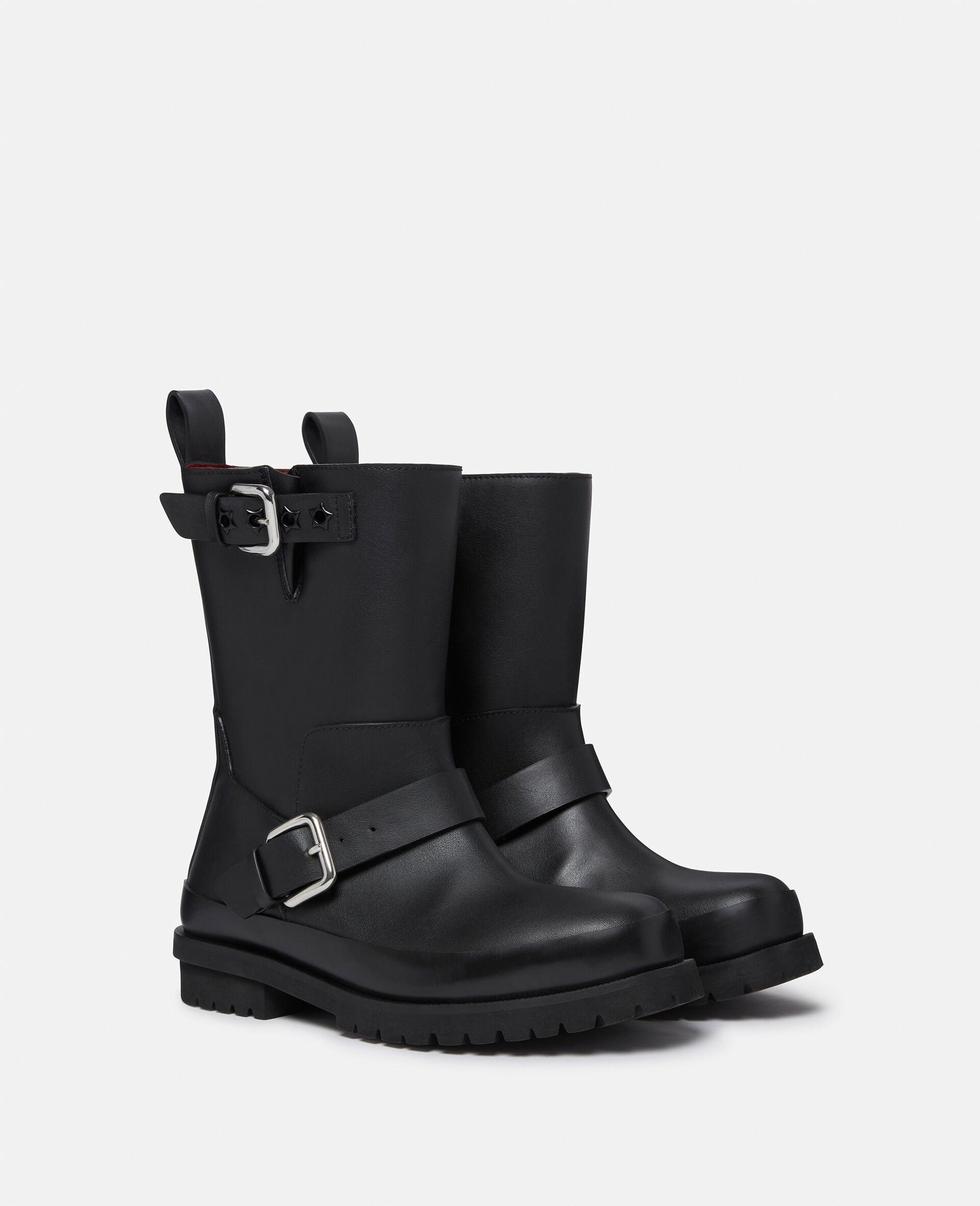 Trace Buckle-Strap Biker Boots-Black-large image number 2