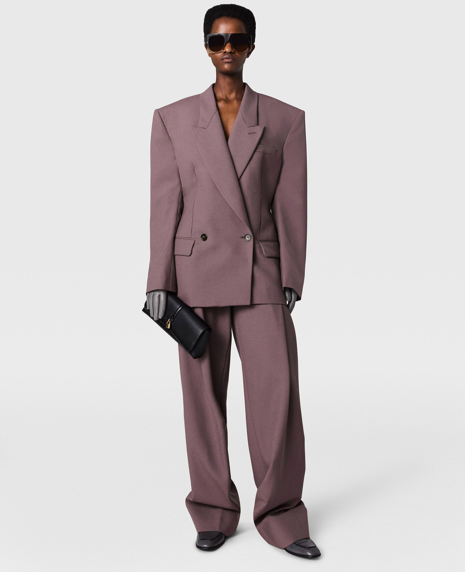 Canvas Lightweight Straight Trousers-Purple-medium